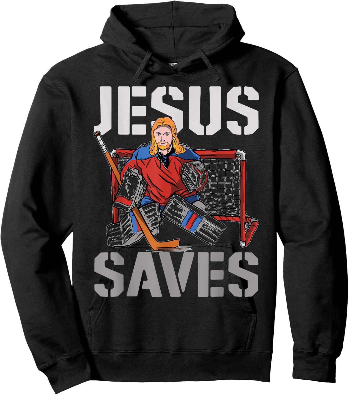 Ice Hockey Goalie Vintage Goalkeeper Jesus Jesus Saves Hoodie - Hoodie | Black