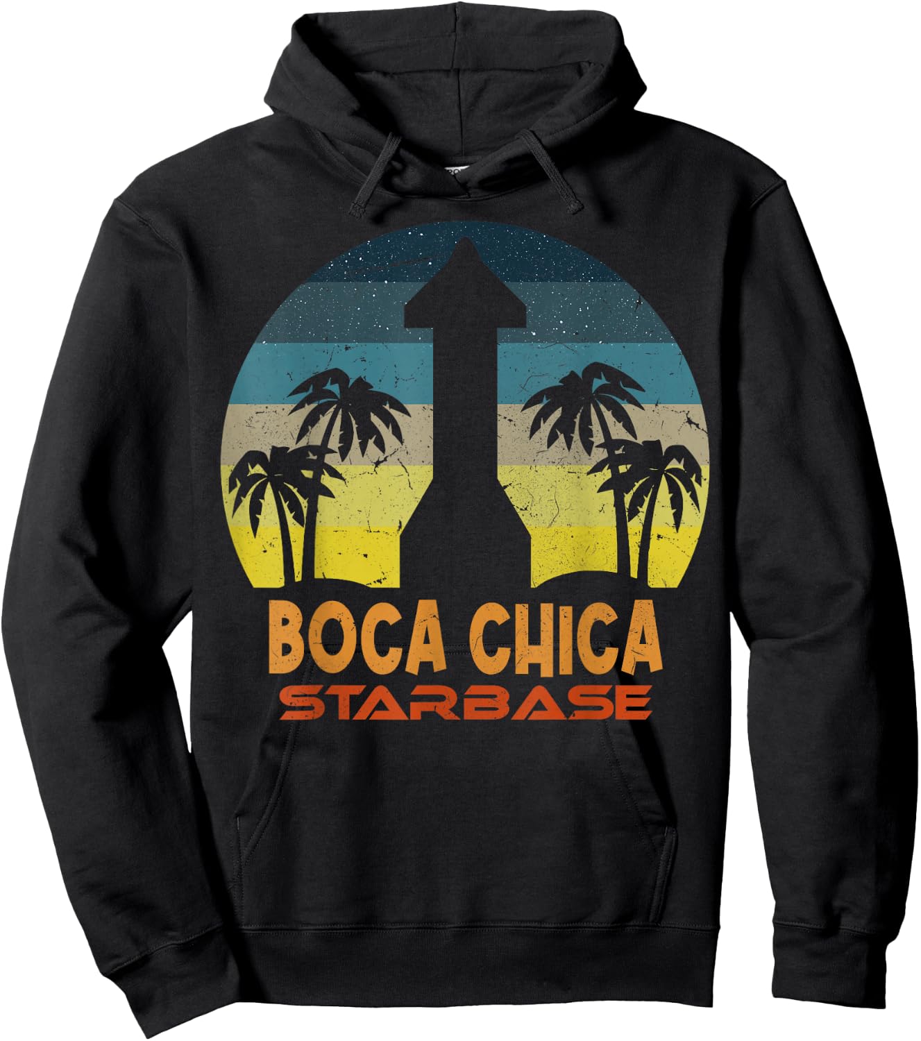 Boca Chica Beach - Vintage Starship - Boca Chica Starbase Hoodie - Hoodie | Black