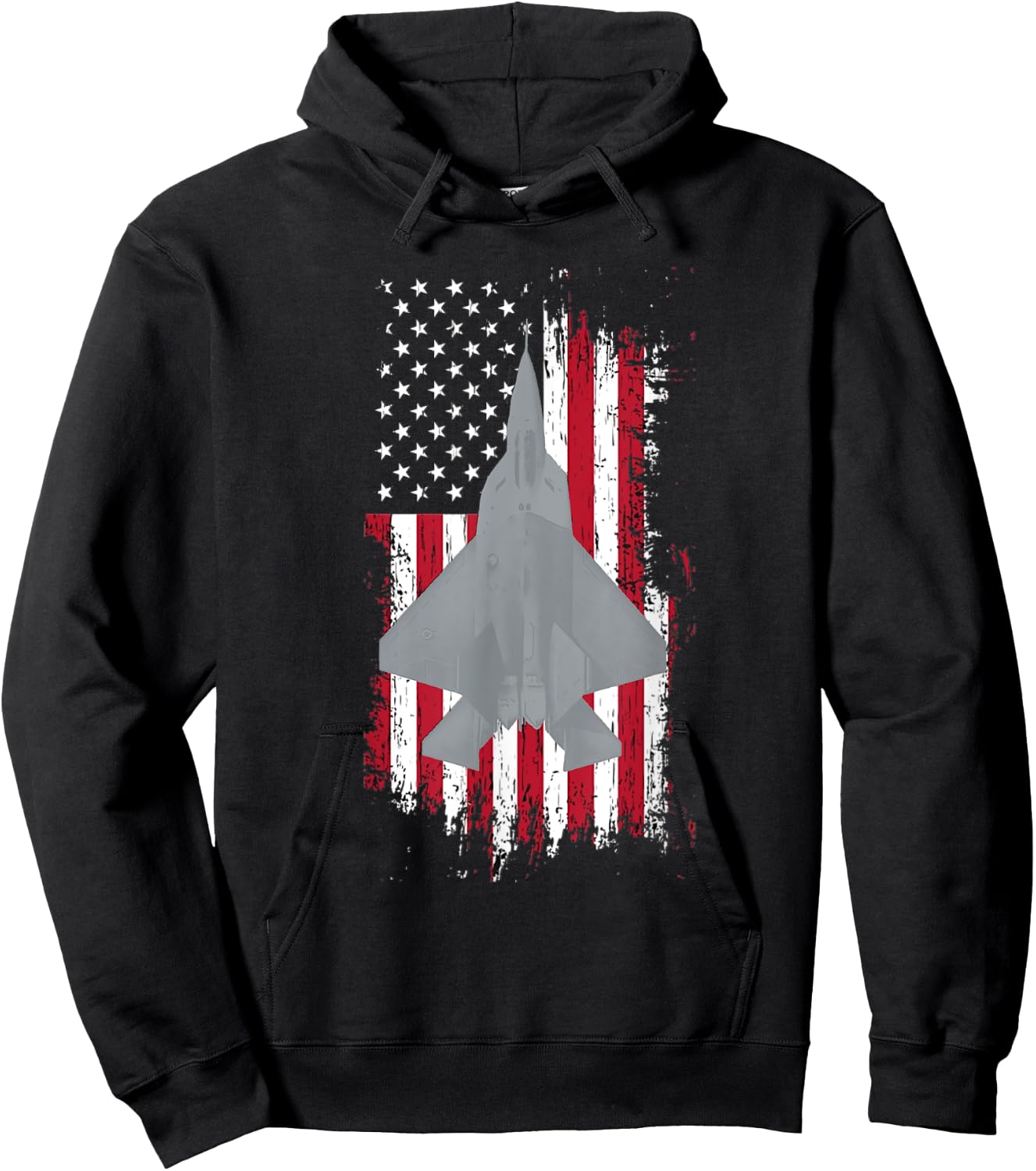 F-22 Raptor Jet American Flag Military Aircraft Shirt Women Men Hoodie - Hoodie | Black
