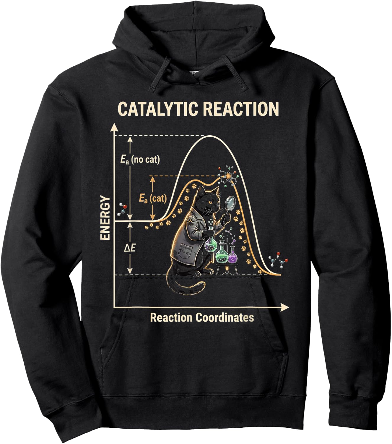 Catalytic Reaction Chemistry Cat Funny Science Hoodie - Hoodie | Black