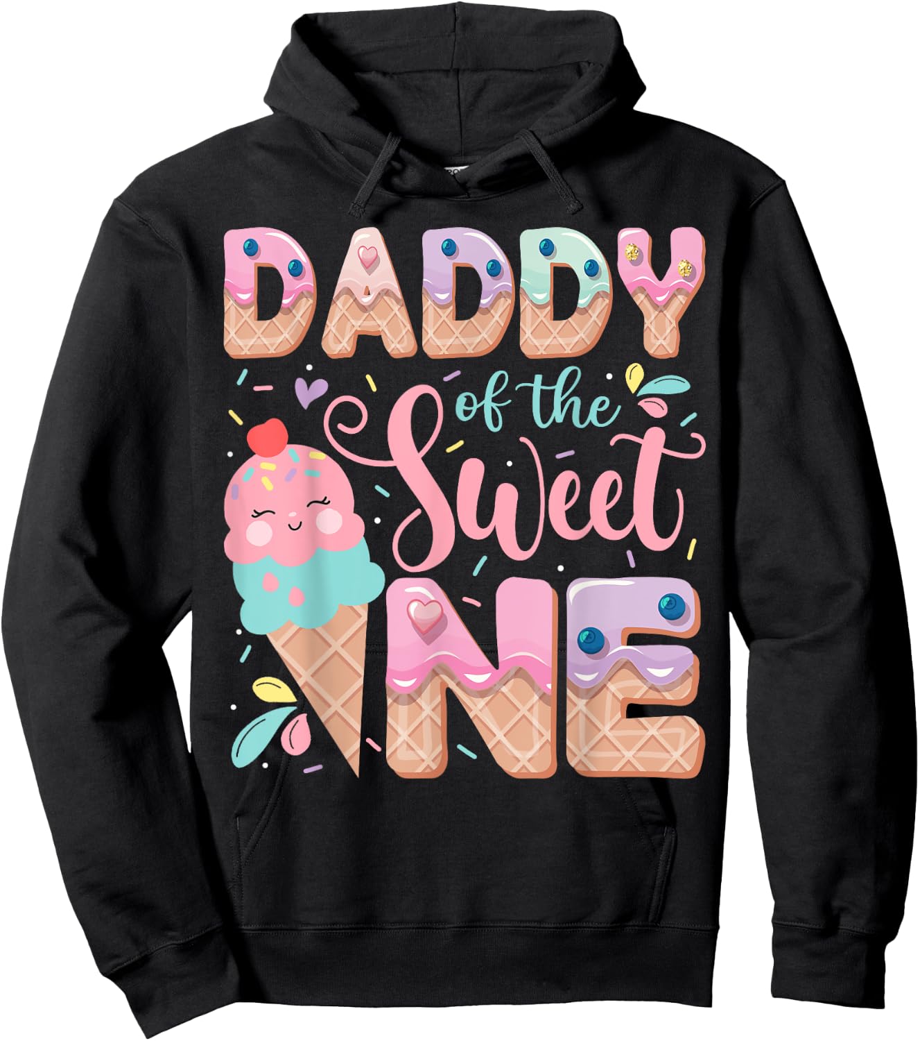 Daddy Of The Sweet One Ice Cream 1St Birthday Party Hoodie - Hoodie | Black