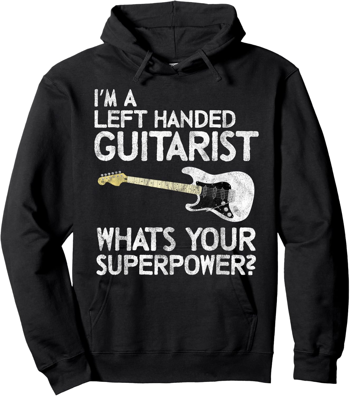 Left Handed Guitarist Lefty Guitar Player Vintage Funny Band Hoodie - Hoodie | Black