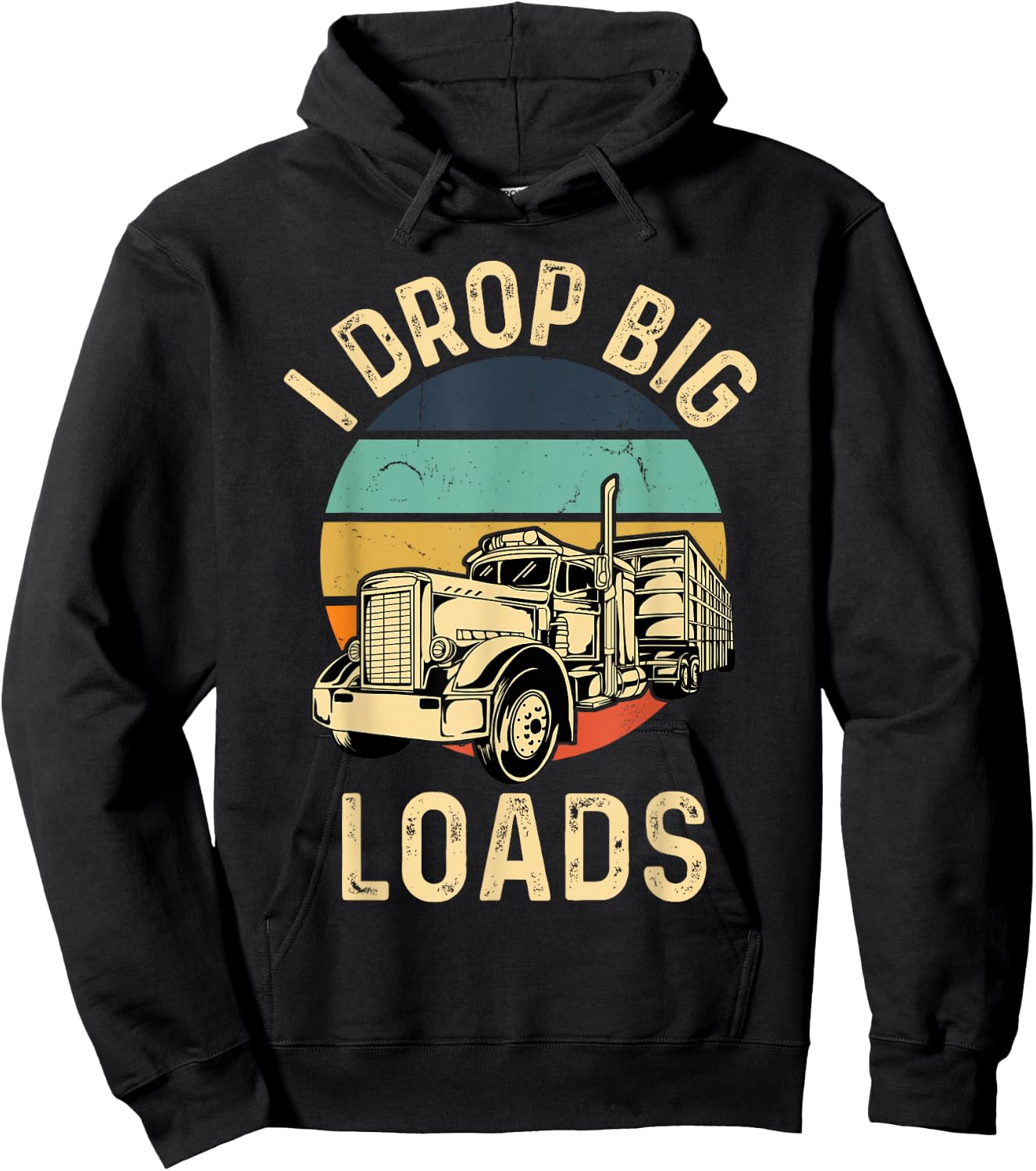 Retro Sunset I Drop Big Loads Hoodie - Hoodie | Black