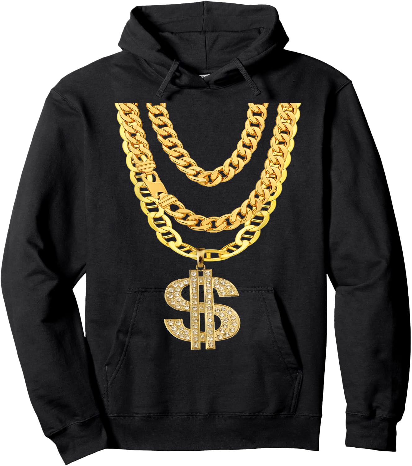Gangster Chain Shirt | Cheap Hip-Hop Necklace Halloween Gift Hoodie - Hoodie | Black