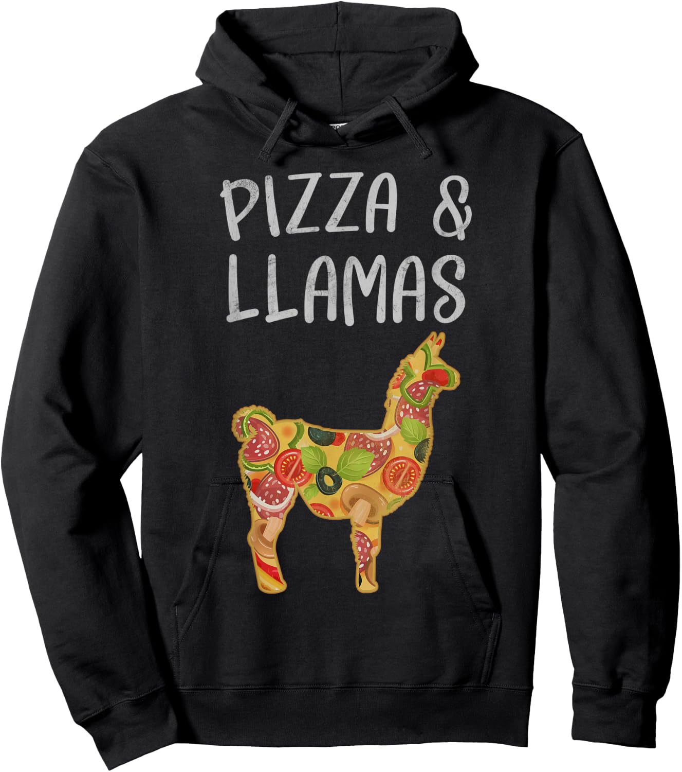 I Like Pizza and Llamas Funny Llama Pizza Lovers Cute Hoodie - Hoodie | Black
