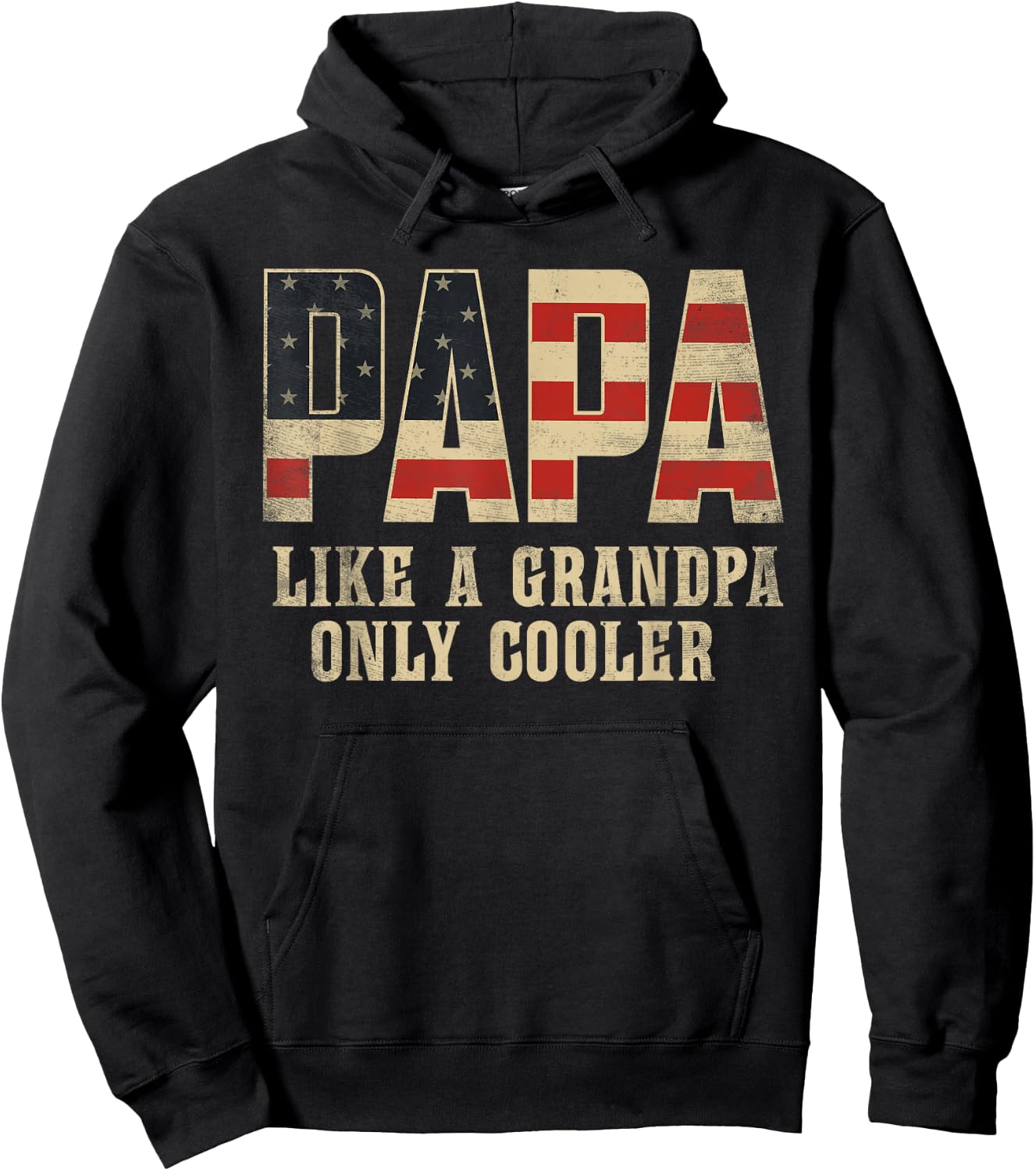 Papa Like A Grandpa Only Cooler Vintage American Flag Hoodie - Hoodie | Black