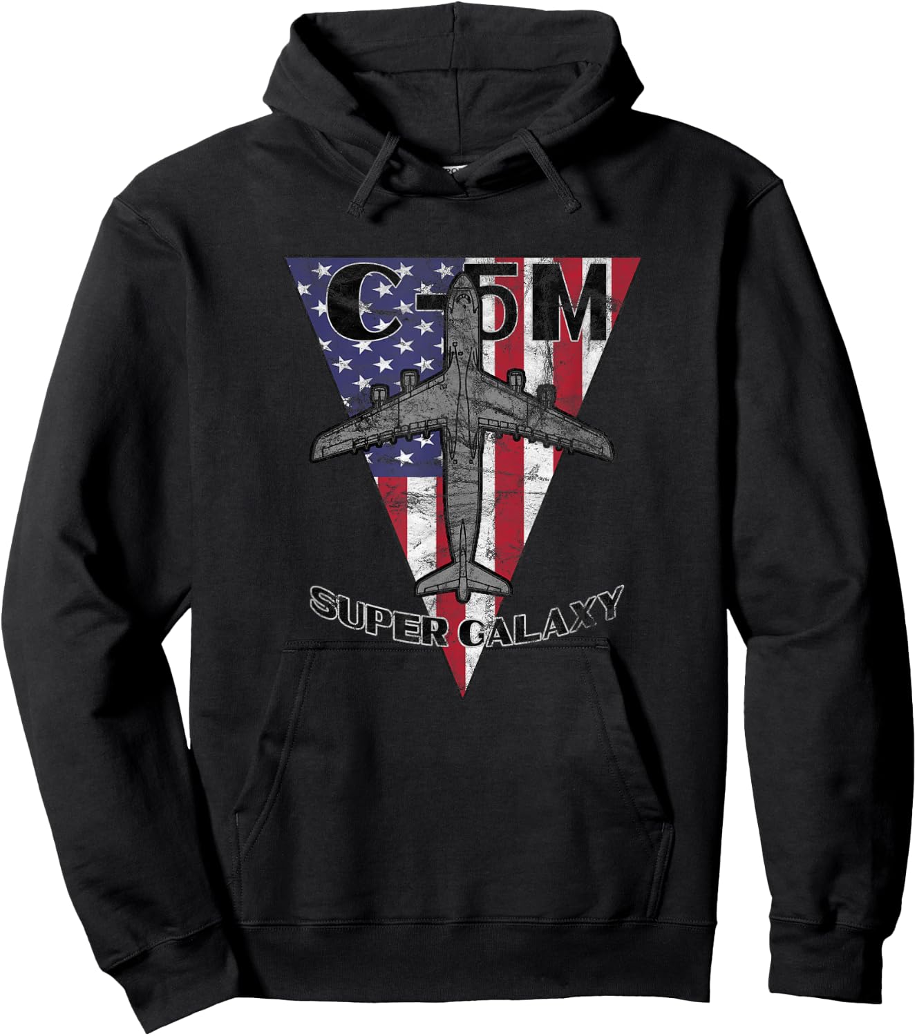 C-5M Super Galaxy Military Airplane Patriotic Vintage Hoodie - Hoodie | Black
