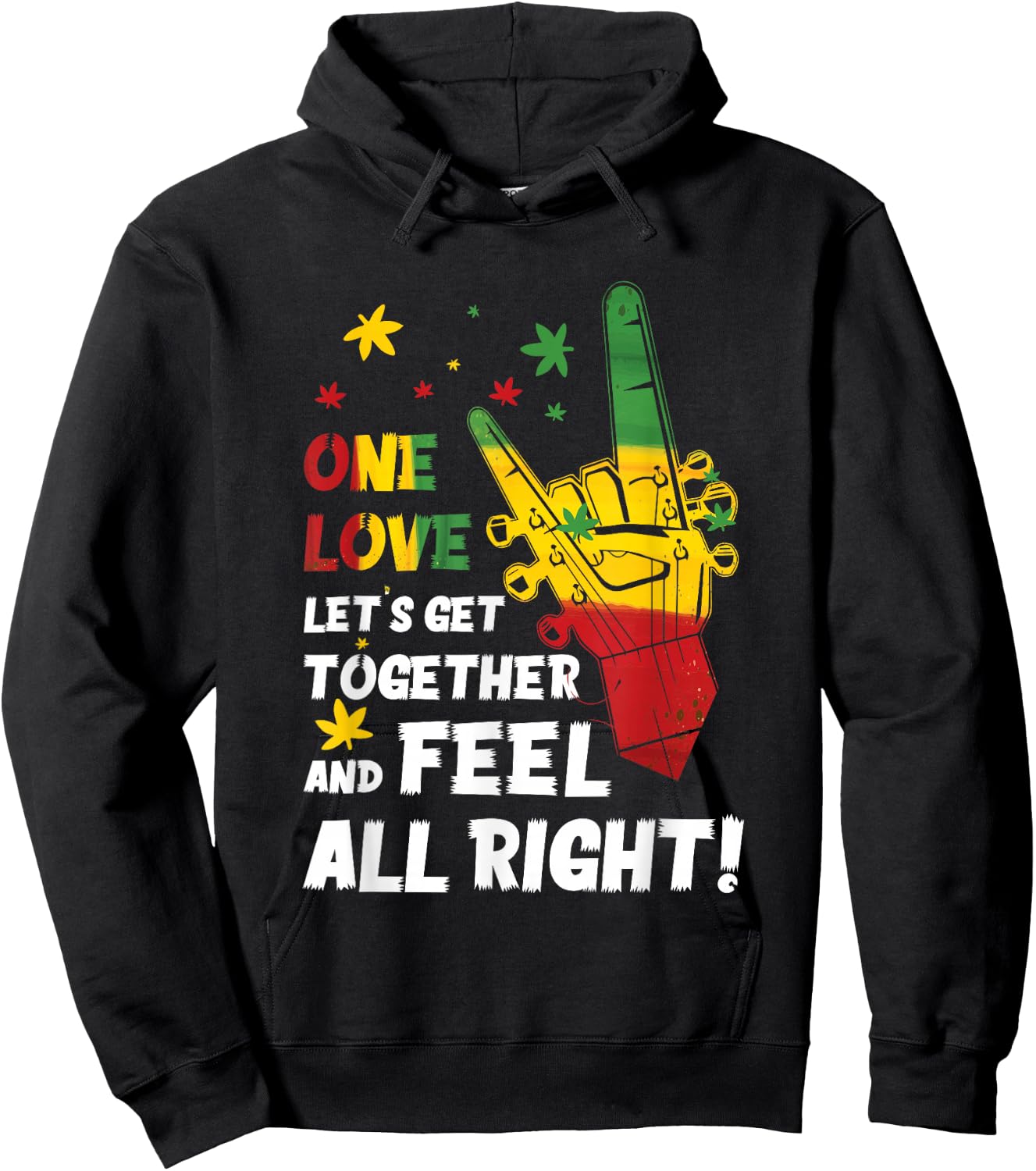 Jamaica 1 Love Reggae Caribbean Together & Feel Alright Hoodie - Hoodie | Black