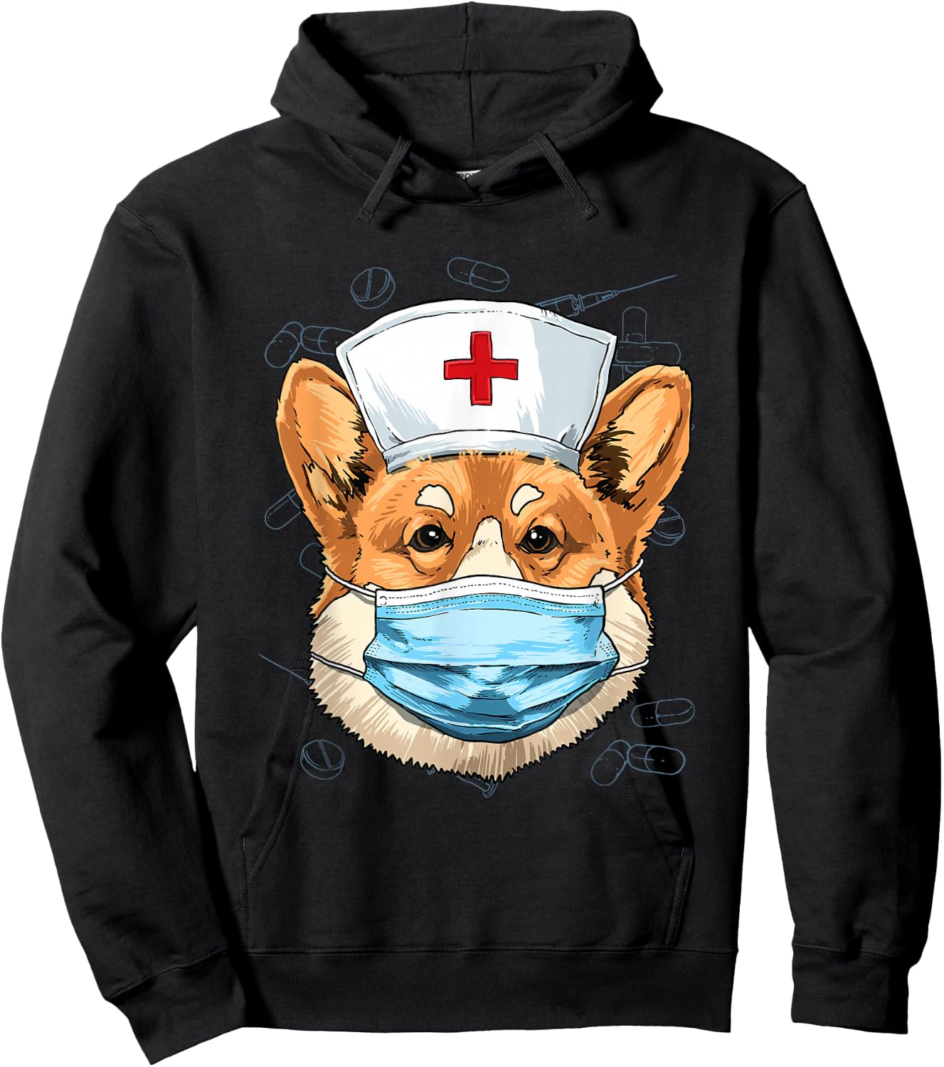 Corgi Dog Nurse RN Nursing School Graduation Hoodie - Hoodie | Black