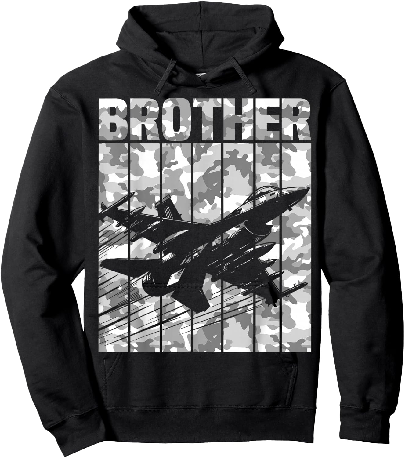 Brother Matching Family Camo Military Fighter Jet Birthday Hoodie - Hoodie | Black