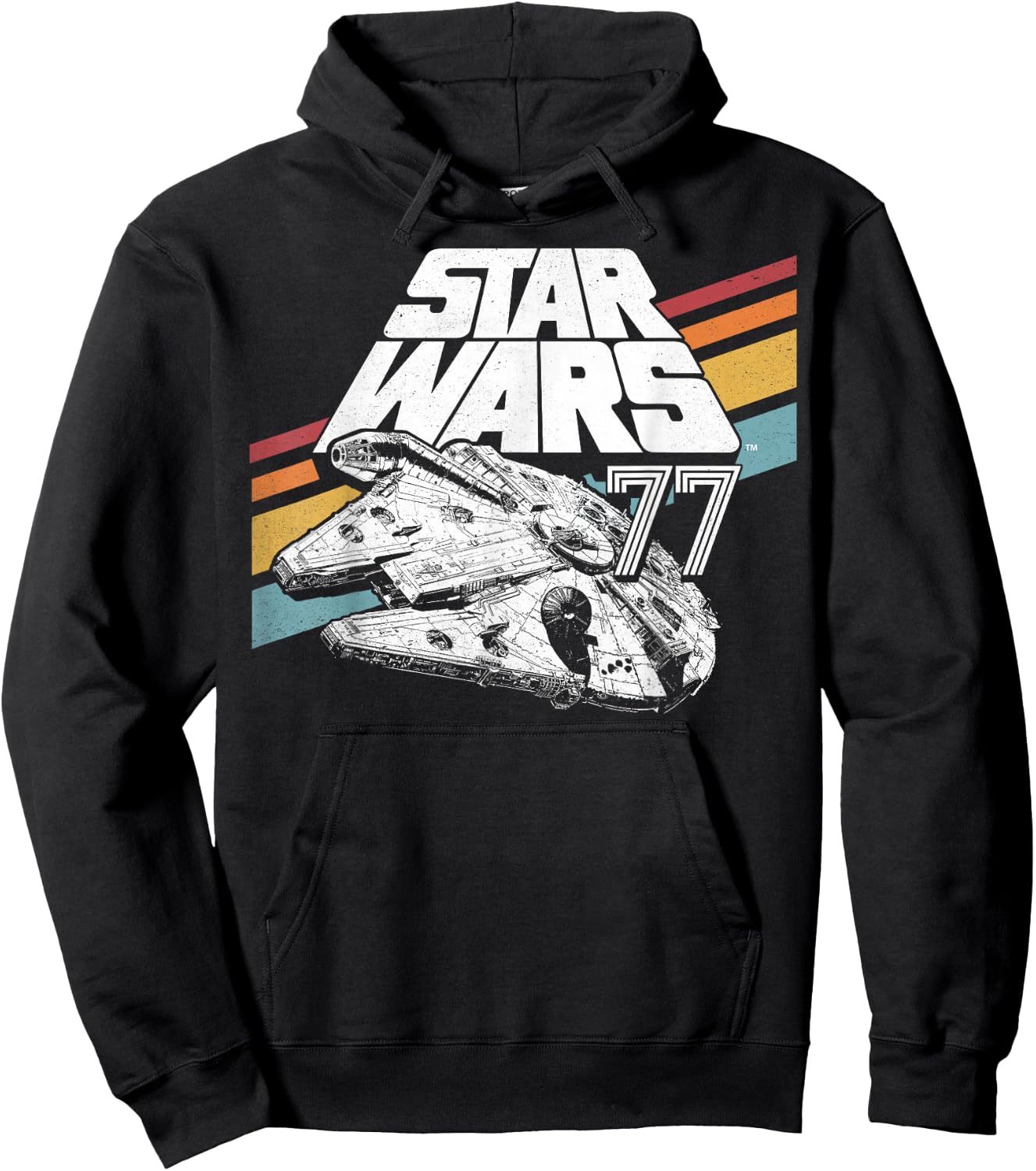 Star Wars Millennium Falcon Retro Rainbow Stripe Hoodie - Hoodie | Black