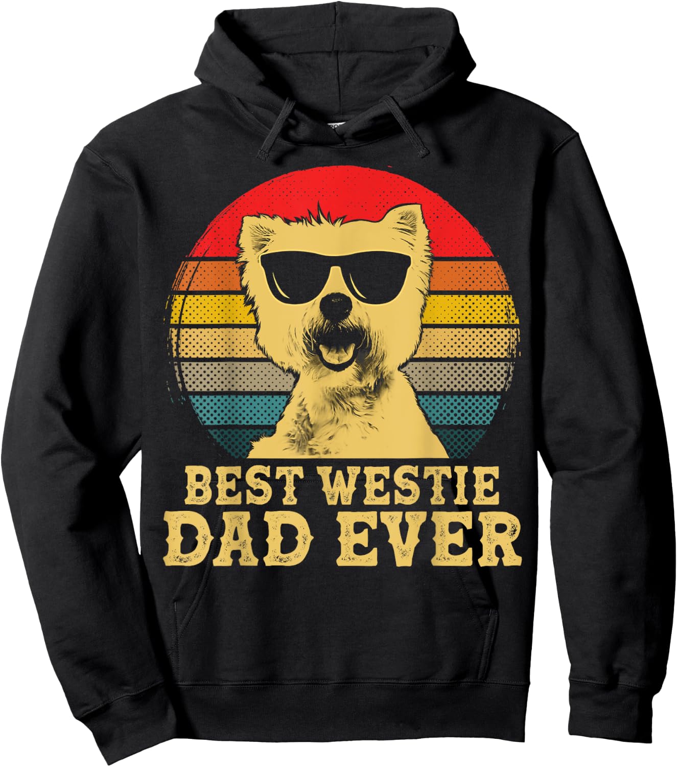 Best Westie Dad Ever Dog Lovers Retro Vintage Women Girls Kids Hoodie - Hoodie | Black