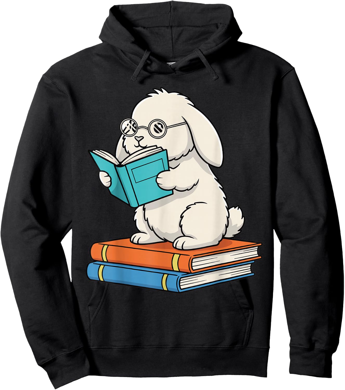 Reading Bunny Bookworm Rabbit with Glasses Books Reader Hoodie - Hoodie | Black
