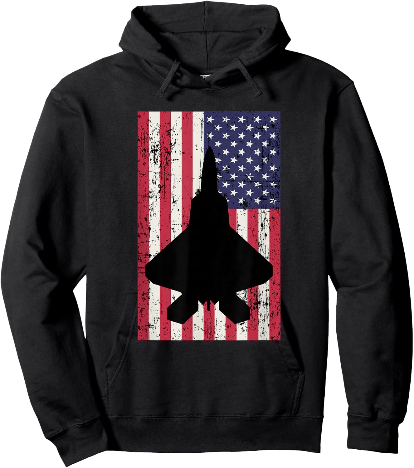 Patriotic F-22 Raptor fighter jet American flag Hoodie - Hoodie | Black