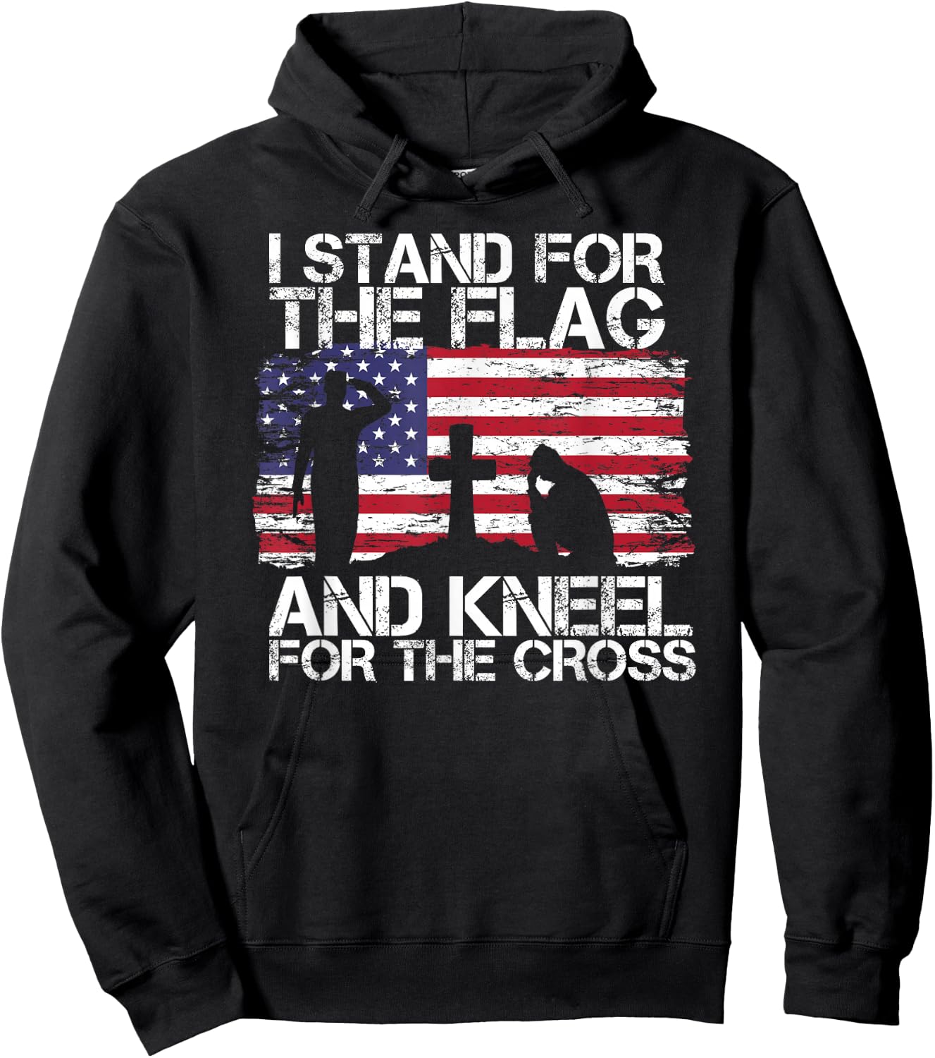 I Stand for The Flag and Kneel for The Cross US Flag Hoodie - Hoodie | Black