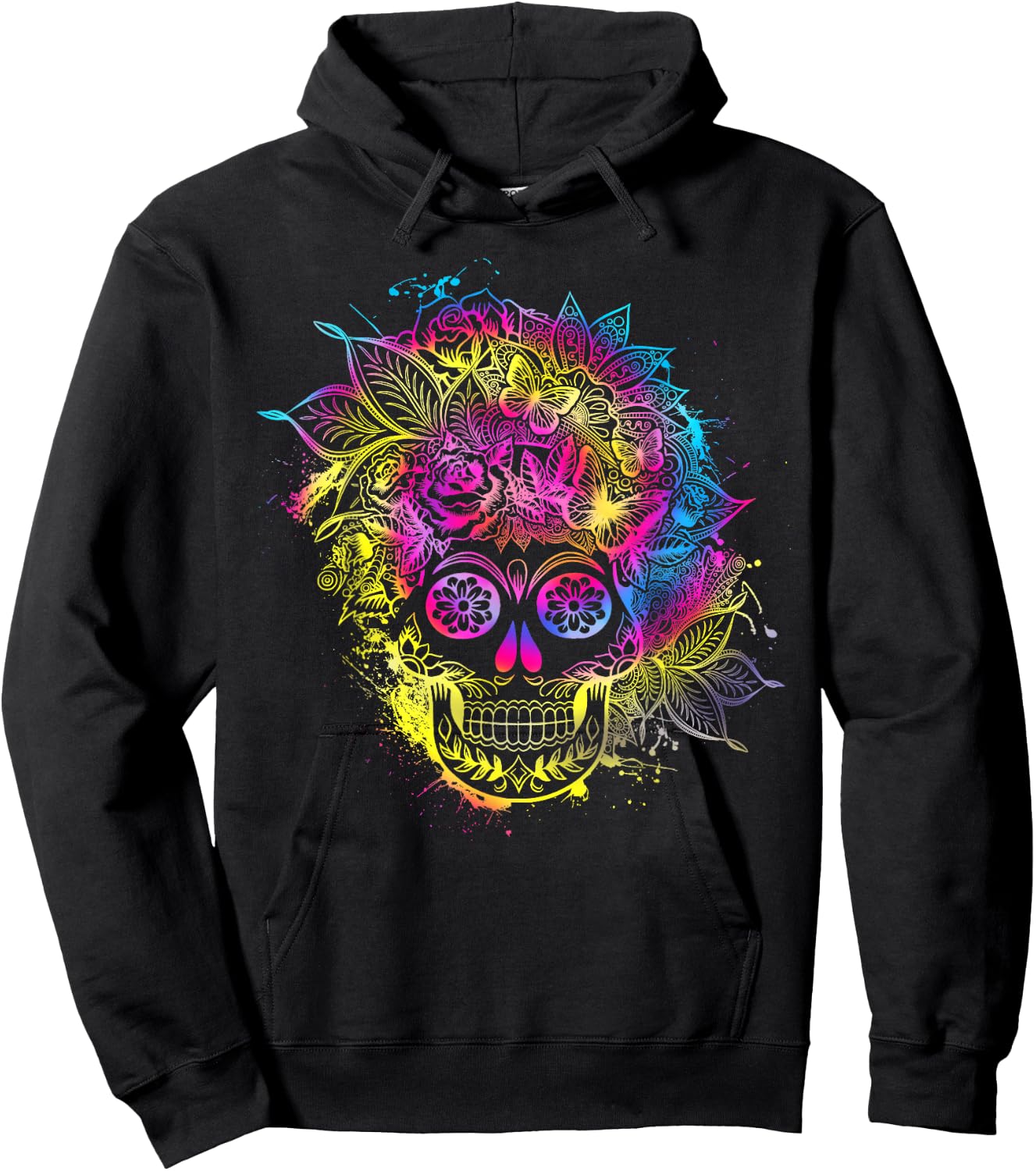 Butterflies Sugar Skull Day of the Dead Dia De Muertos Hoodie - Hoodie | Black