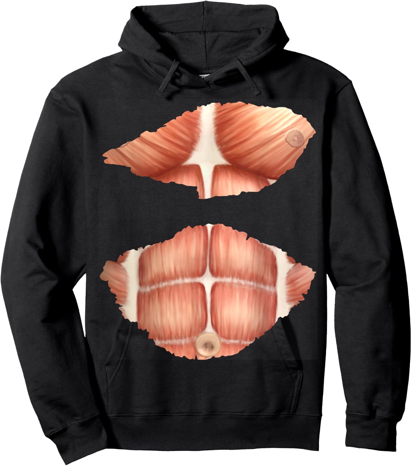 fake Anatomy costume Chest Six Pack Abs Muscles Hoodie - Hoodie | Black
