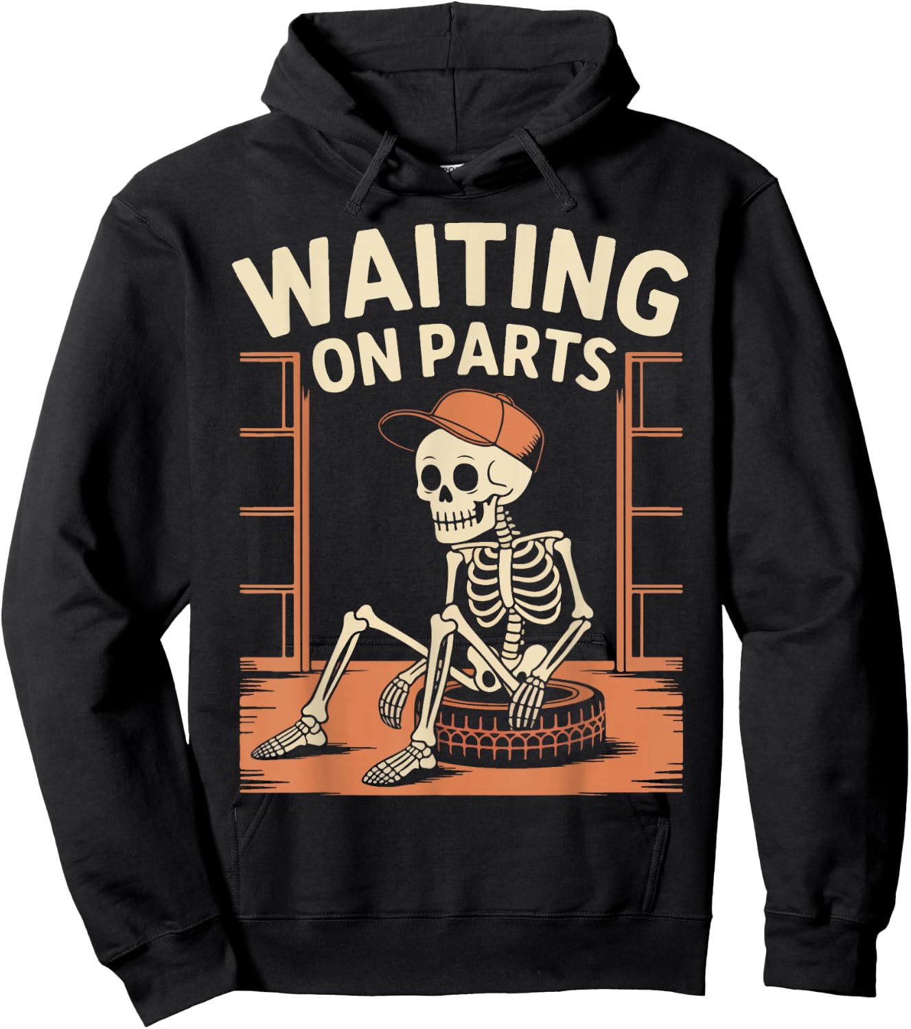Funny Waiting On Parts Mechanic Skeleton Auto Repair Life Hoodie - Hoodie | Black