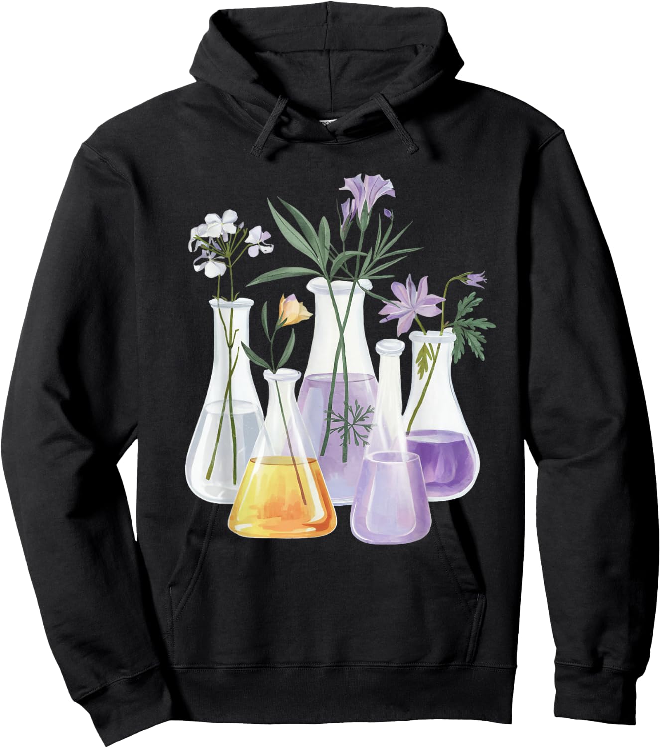 Flowers Test Tube Chemistry Student Science Teacher Women Hoodie - Hoodie | Black