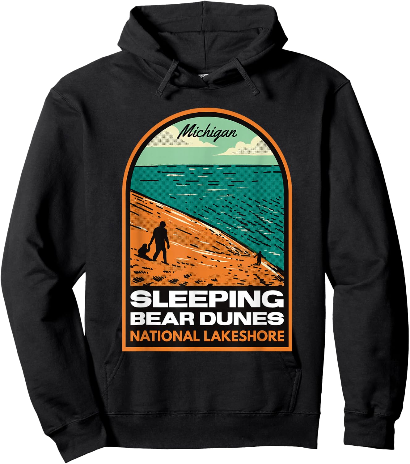 Sleeping Bear Dunes National Lakeshore Michigan Vintage Hoodie - Hoodie | Black