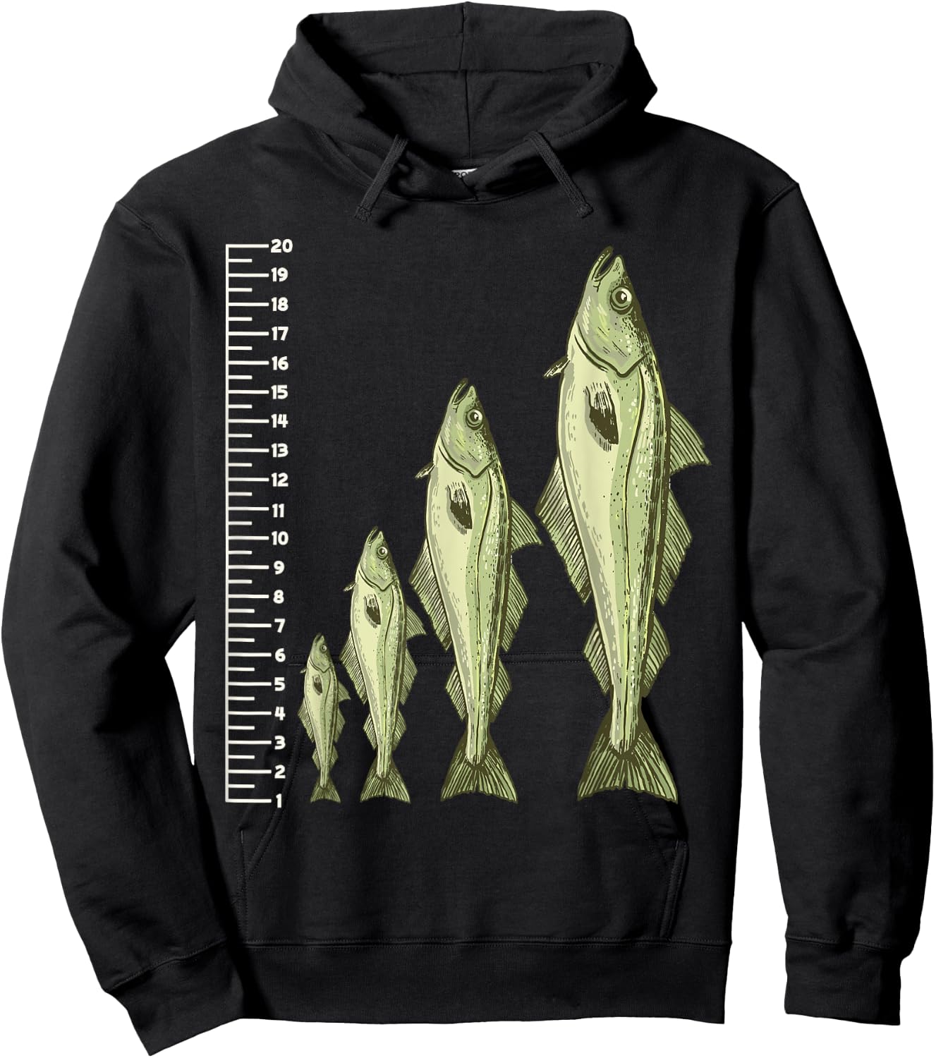 Funny Fish Measuring design for Fishing lovers Hoodie - Hoodie | Black