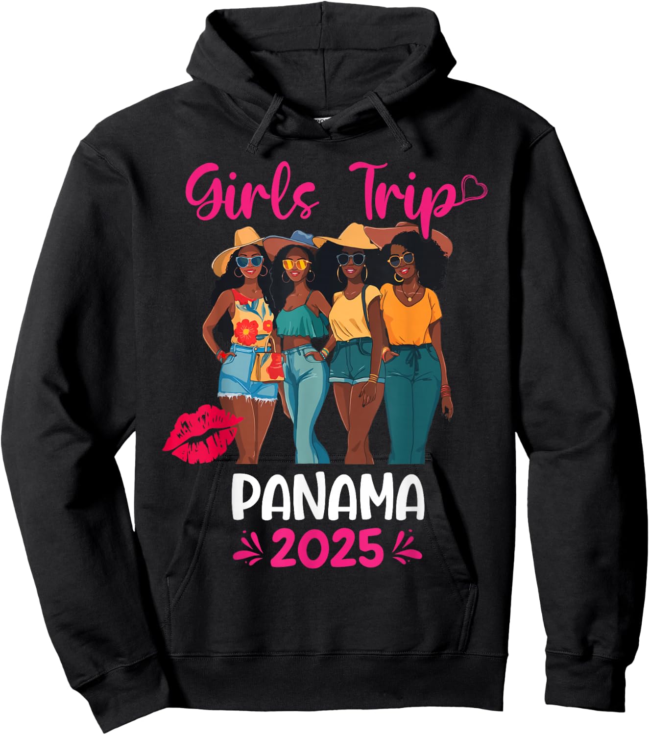 Black Girls Trip Panama 2025 Vacation Matching Hoodie - Hoodie | Black