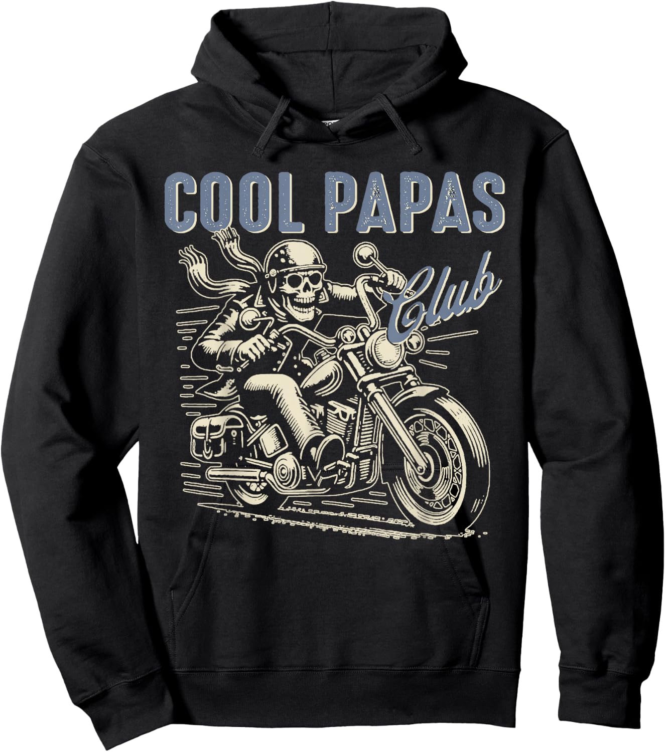 Cool Papas Club Biker Papas Retro Papa Riding Motorcycle Hoodie - Hoodie | Black