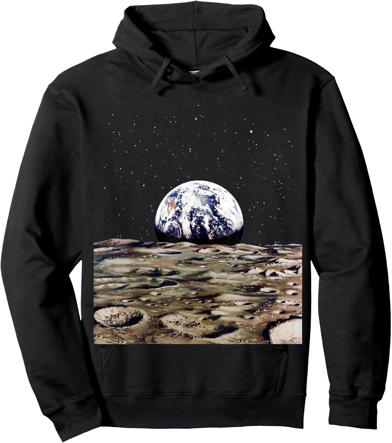 Earth Rise Over Moon Surface Space Exploration Hoodie - Hoodie | Black