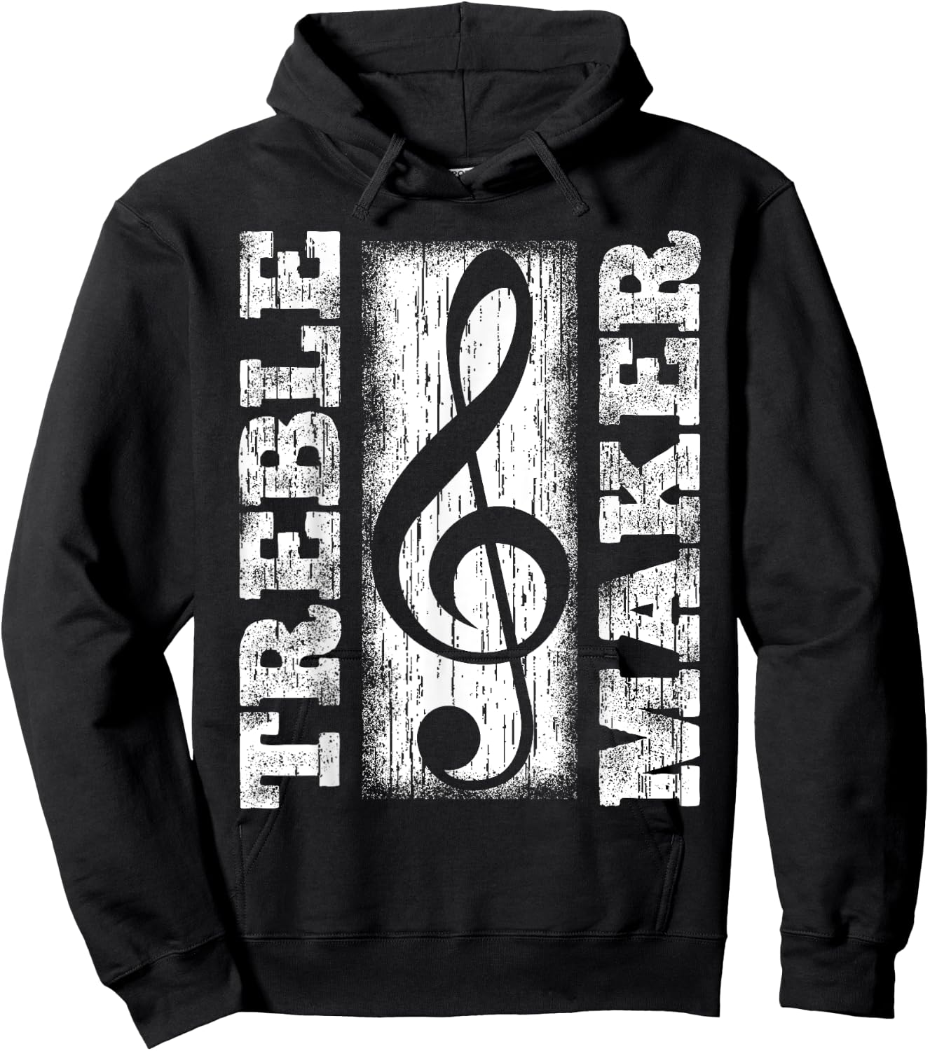 Treble Maker - Funny Distressed Treble Clef Graphic Hoodie - Hoodie | Black