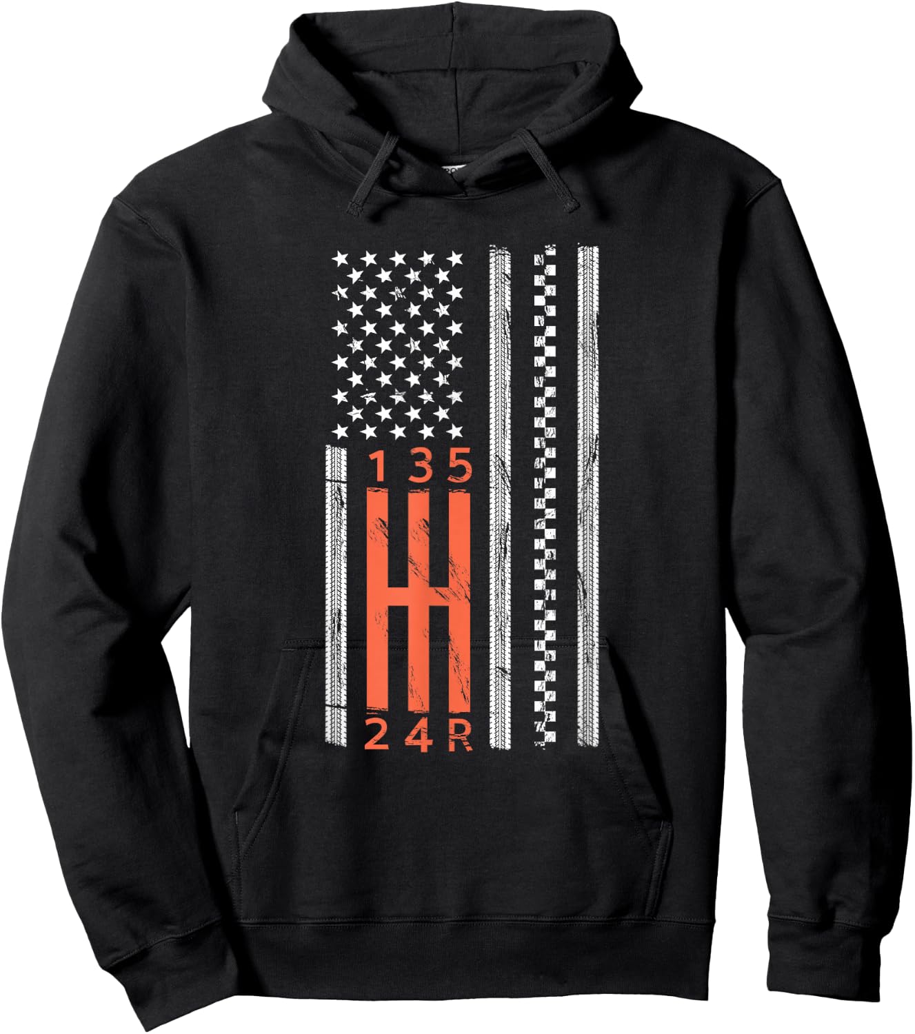 Stick Shift American Flag Manual Transmission Gearbox Hoodie - Hoodie | Black