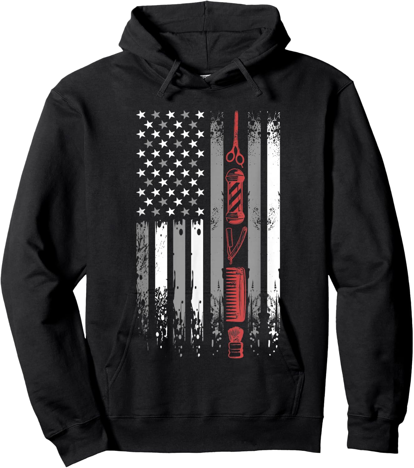Barber US Flag - Hairdresser Hairstylist Barbershop Barber Hoodie - Hoodie | Black