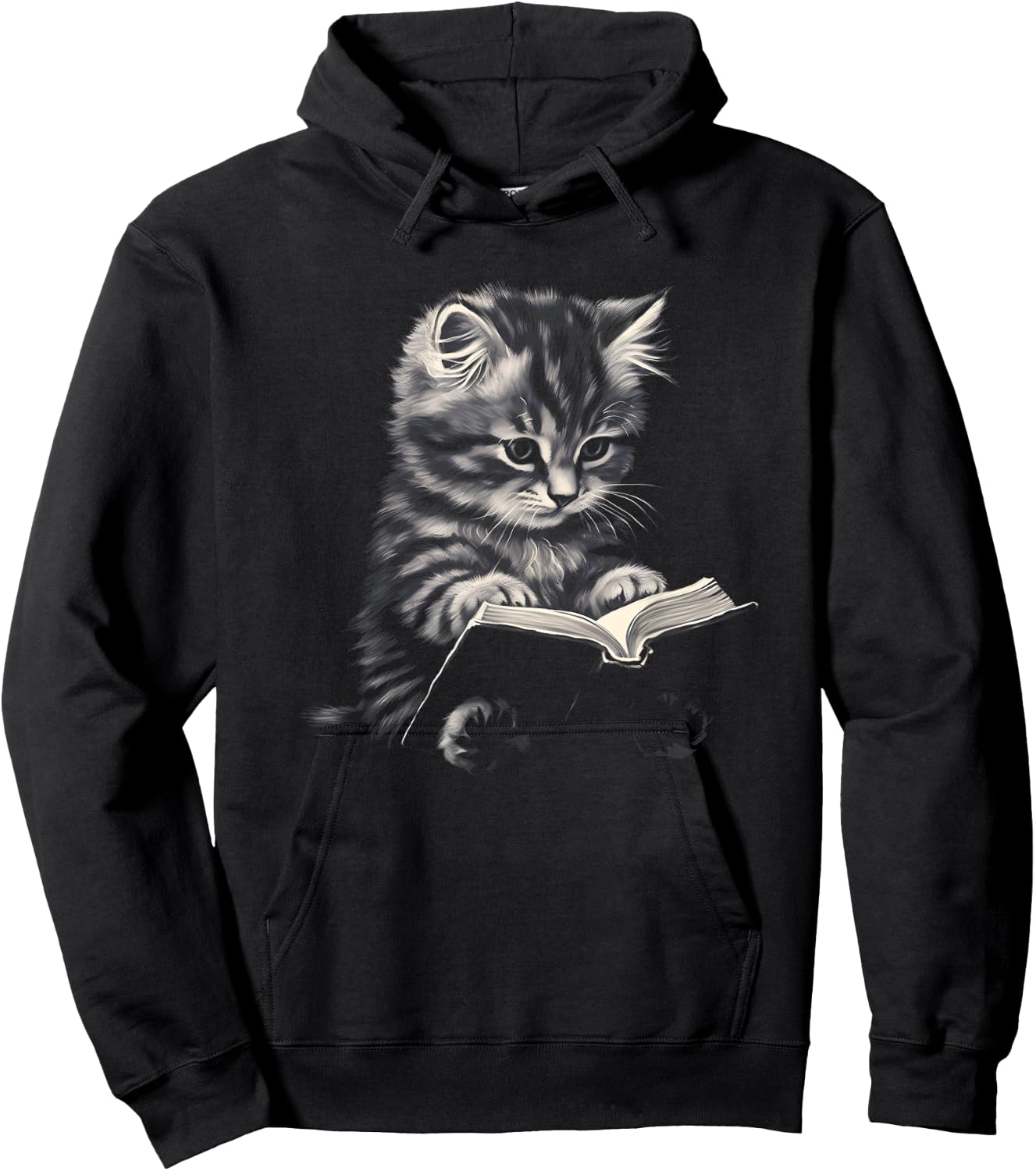 Cute Cat Reading Book Teacher Librarian Cat Lover Book Club Men Women Kids Hoodie - Hoodie | Black