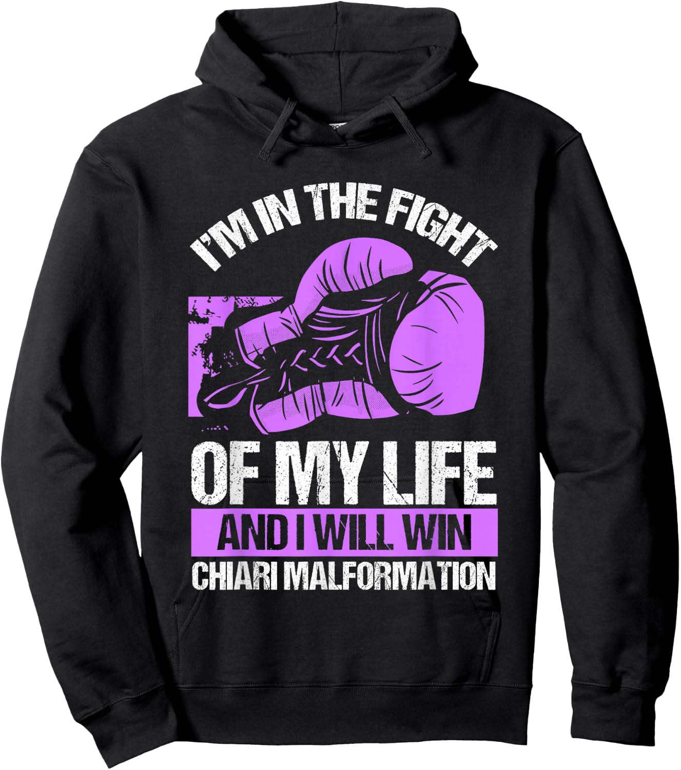 Chiari Malformation Awareness Win Survivor Purple Ribbon Hoodie - Hoodie | Black