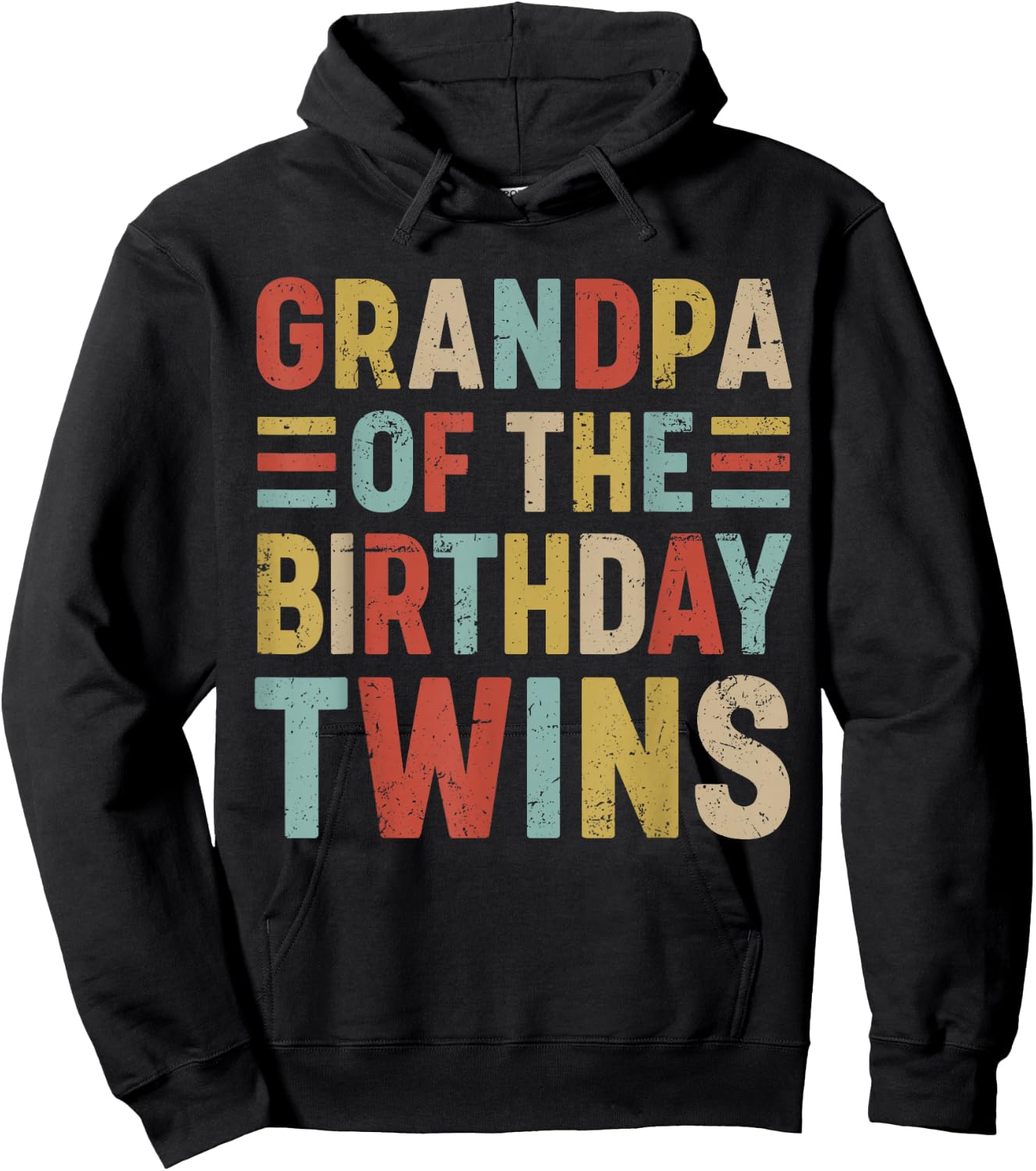 Grandpa of The Birthday Twins Family Matching Bday Party Hoodie - Hoodie | Black