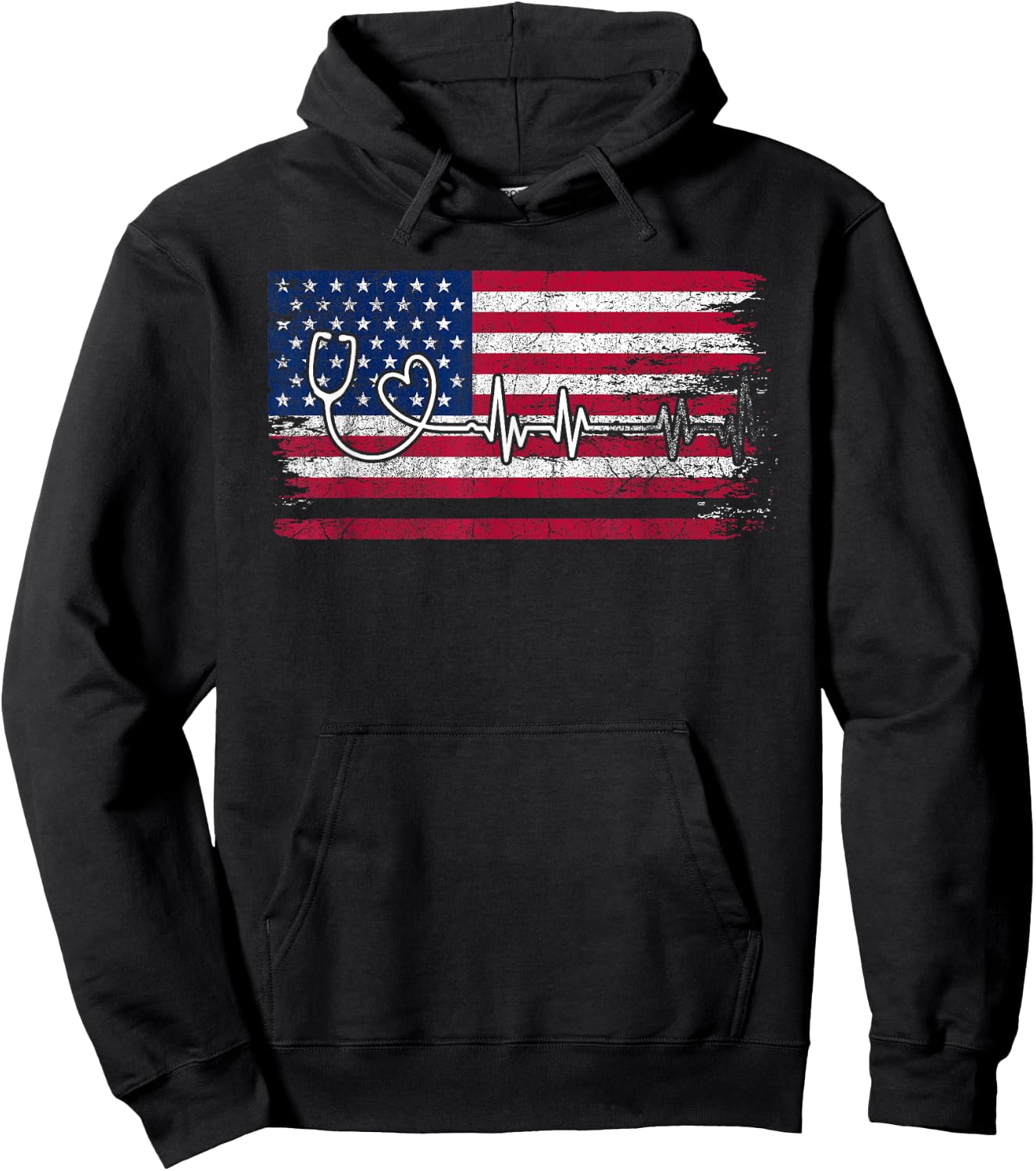 American Flag Nurse Hoodie - Hoodie | Black
