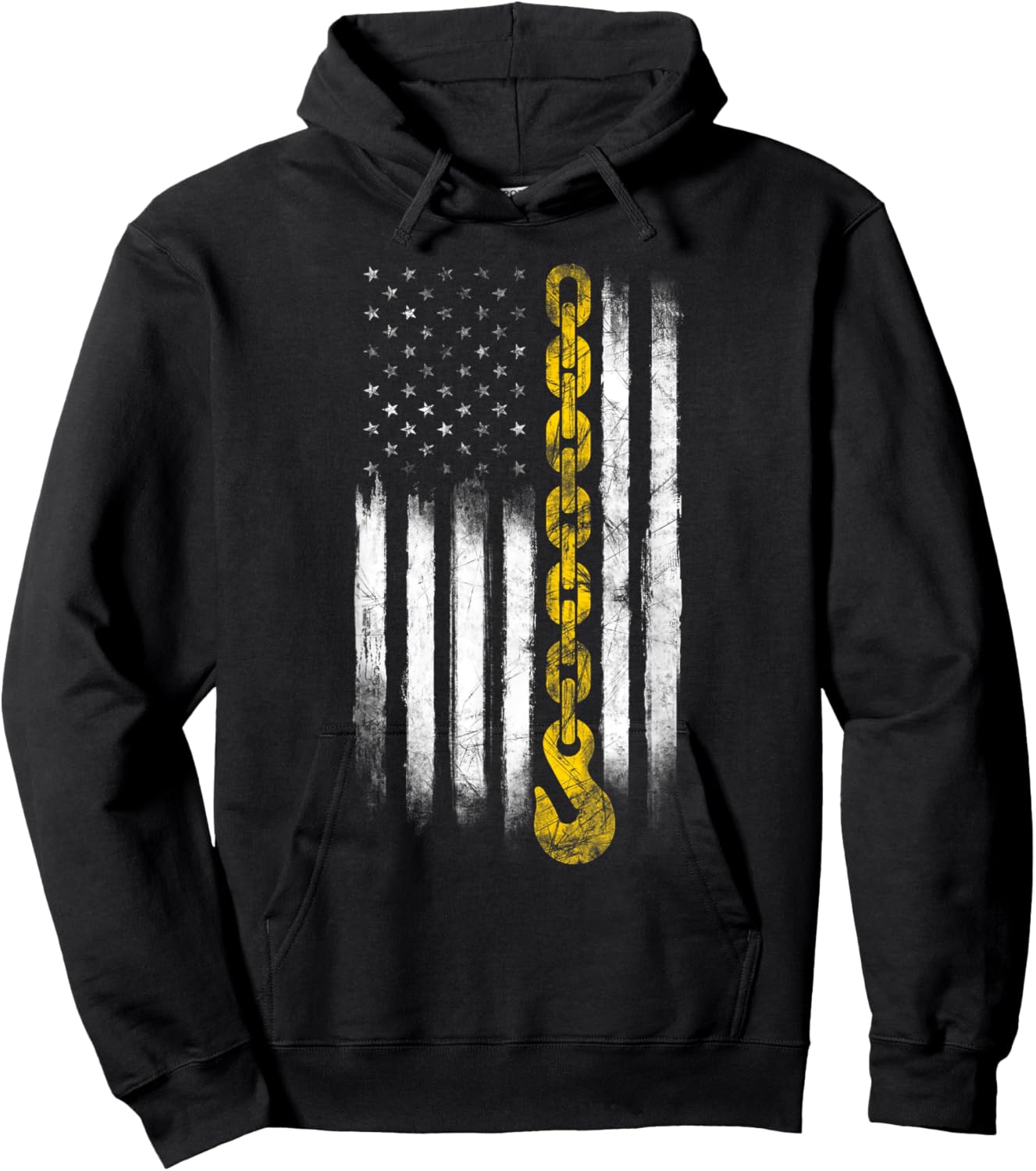 Tow Truck Driver Gift Men USA Flag Towing Hook For US Hoodie - Hoodie | Black