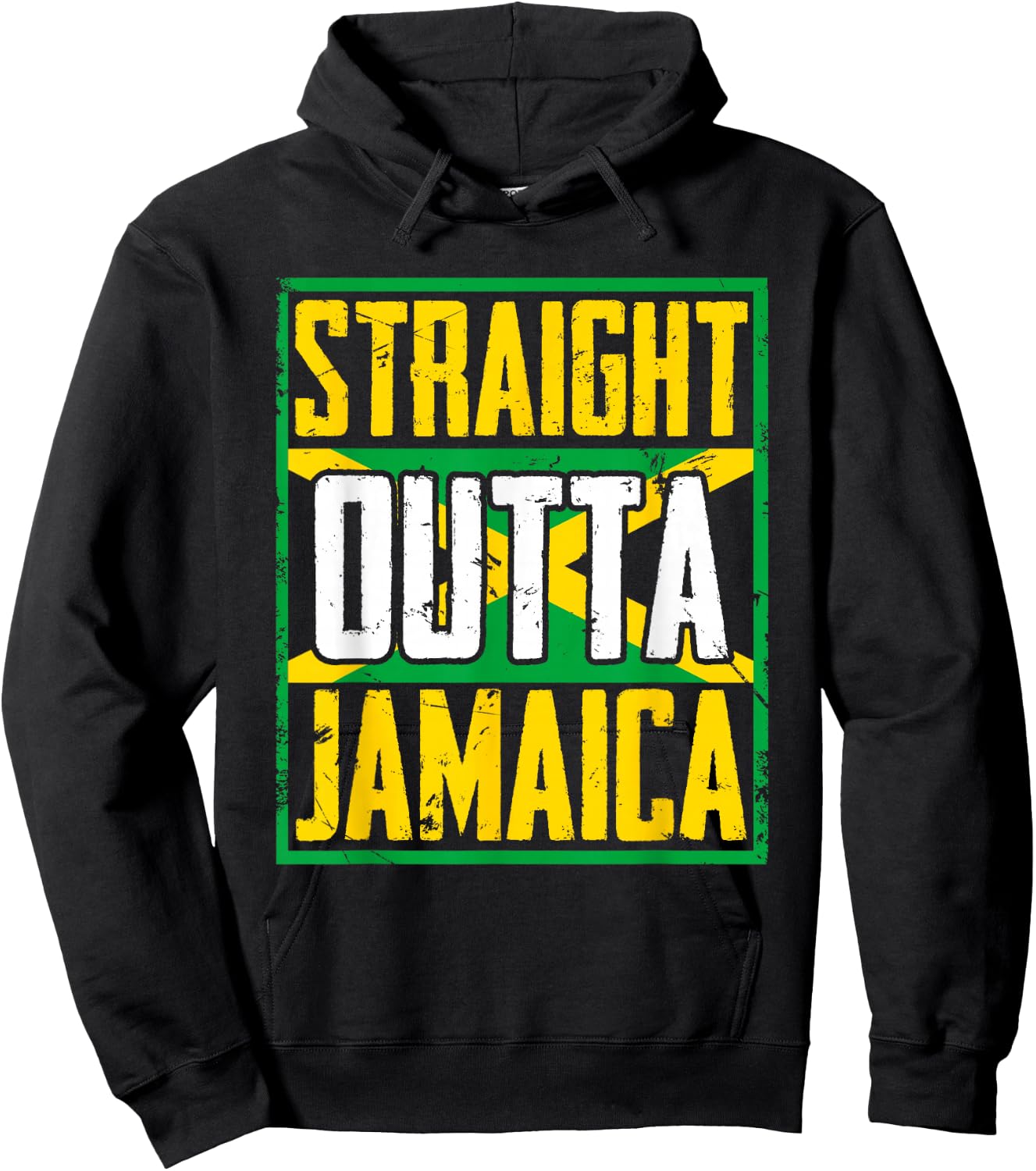 Straight Outta Jamaica | Caribbean Country | Jamaican Flag Hoodie - Hoodie | Black