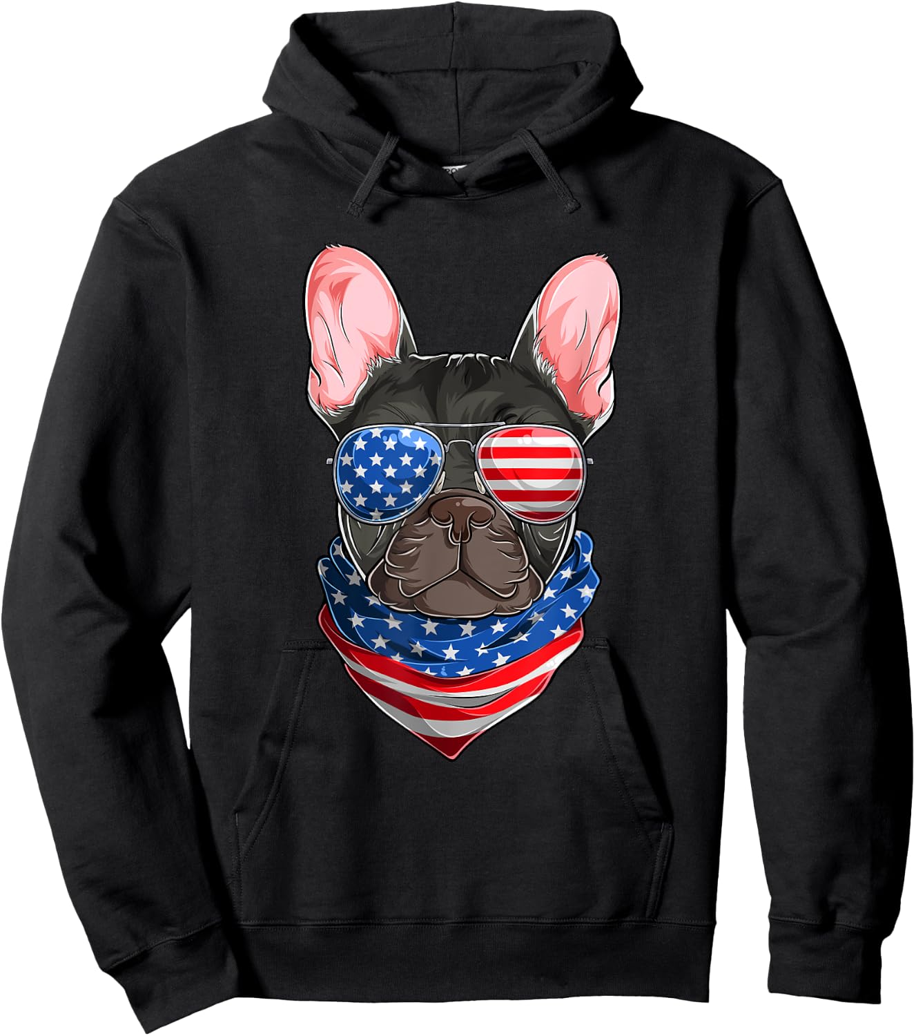 American Flag French Bulldog Shirts, Frenchie Fourth Of July Hoodie - Hoodie | Black