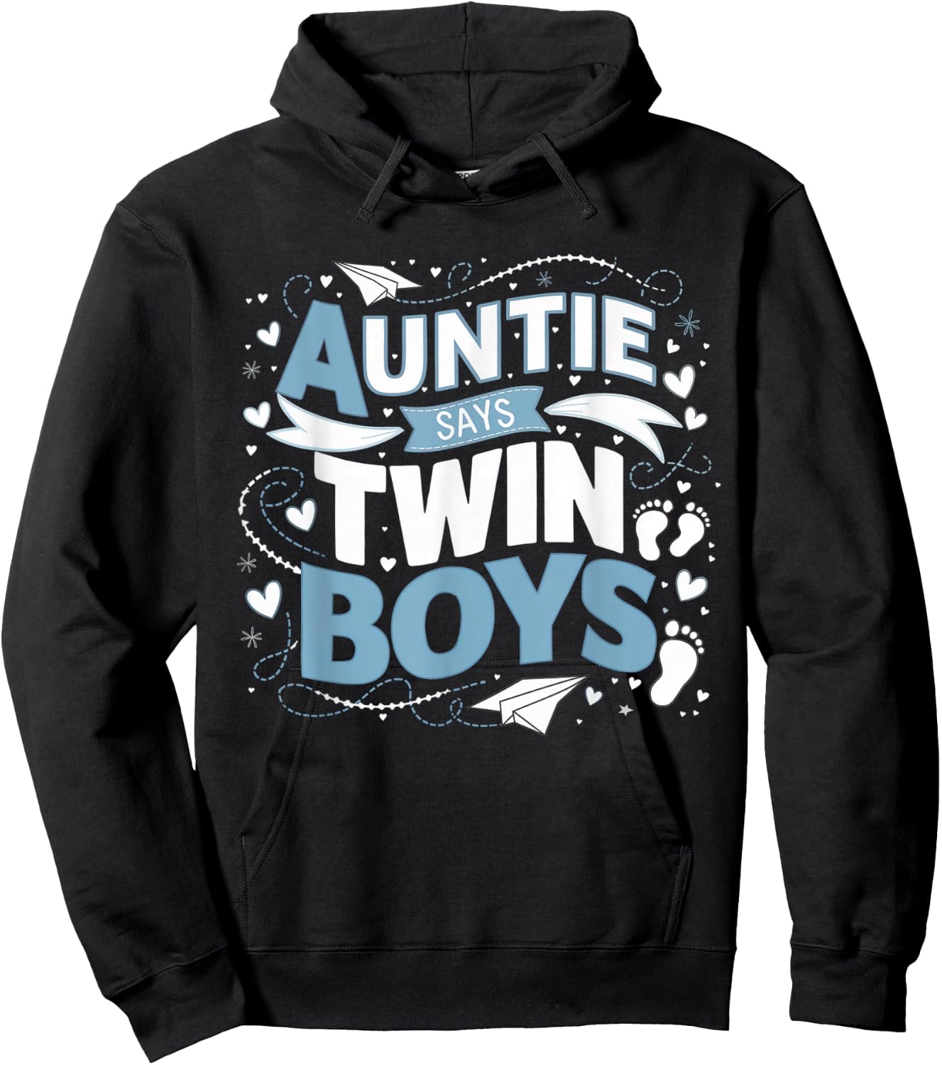 Auntie Says Twin Boys gender reveal Hoodie - Hoodie | Black