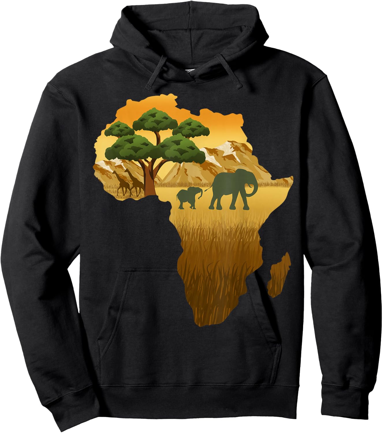 African Savannah Safari Wild Animals Africa Map Hoodie - Hoodie | Black