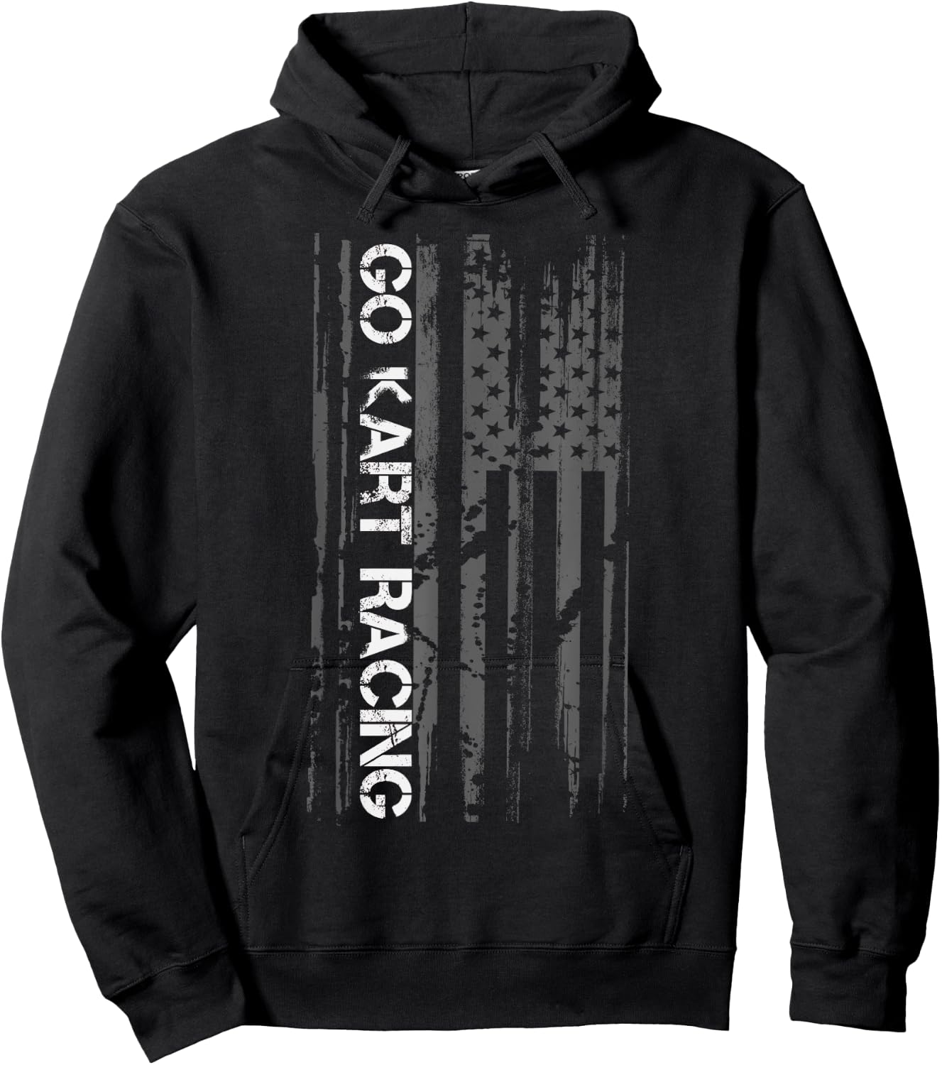 Go Cart Racer American Flag Patriotic Go Kart Racing Hoodie - Hoodie | Black