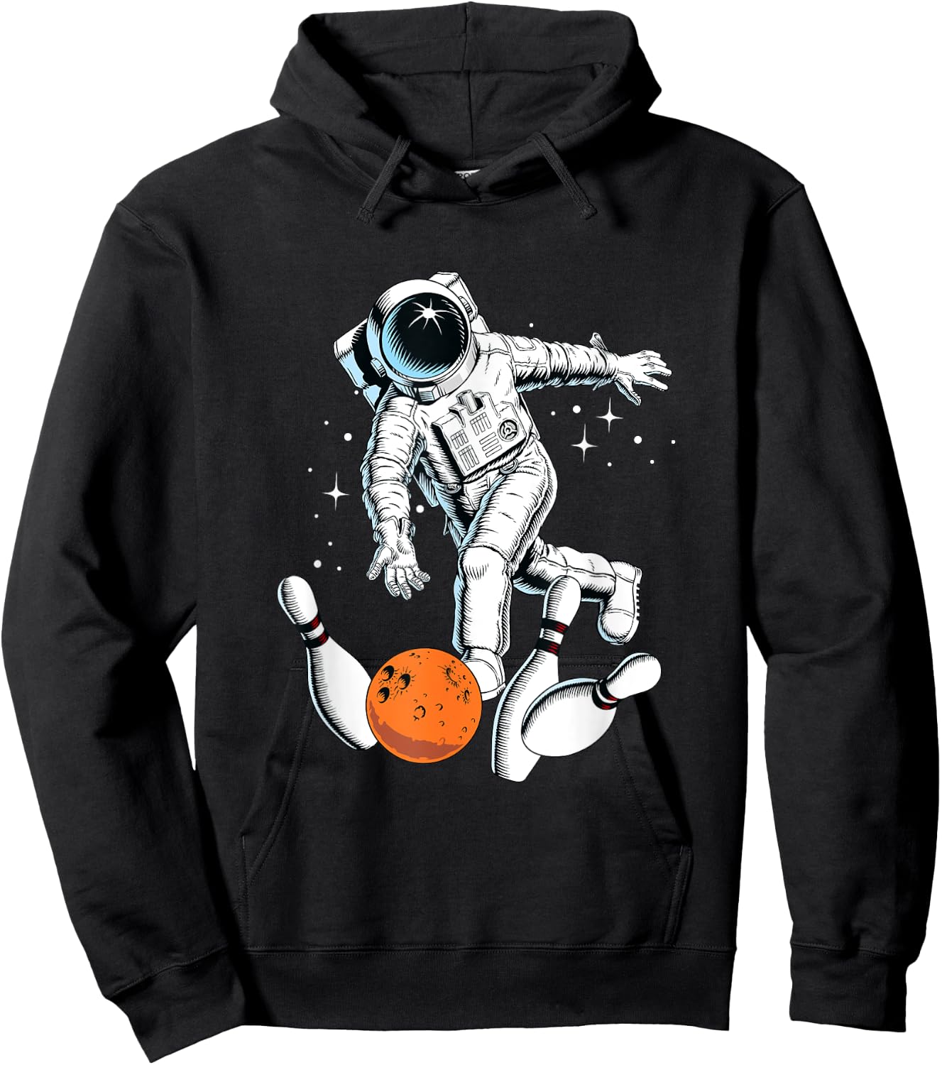 Cool Space Astronaut Playing Bowling Graphic Designs Fun Hoodie - Hoodie | Black