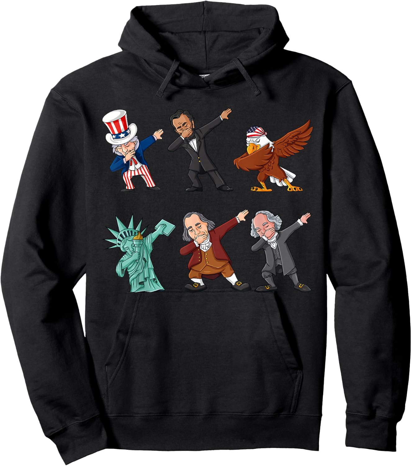 Dabbing Uncle Sam And Friends 4th Of July Boys Girls Kids Hoodie - Hoodie | Black
