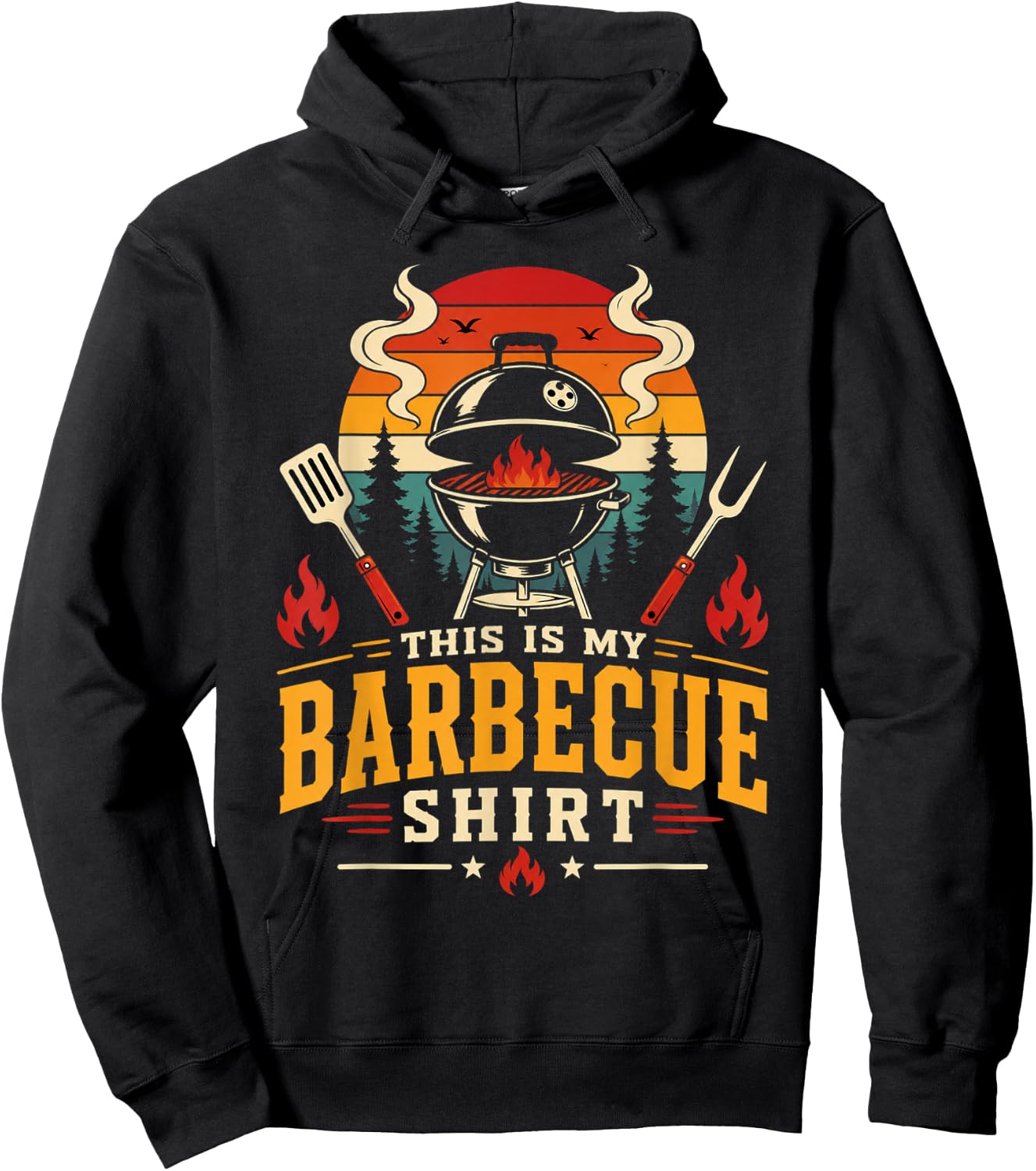 This is My Barbecue Shirt Vintage Charcoal Grill BBQ Hoodie - Hoodie | Black