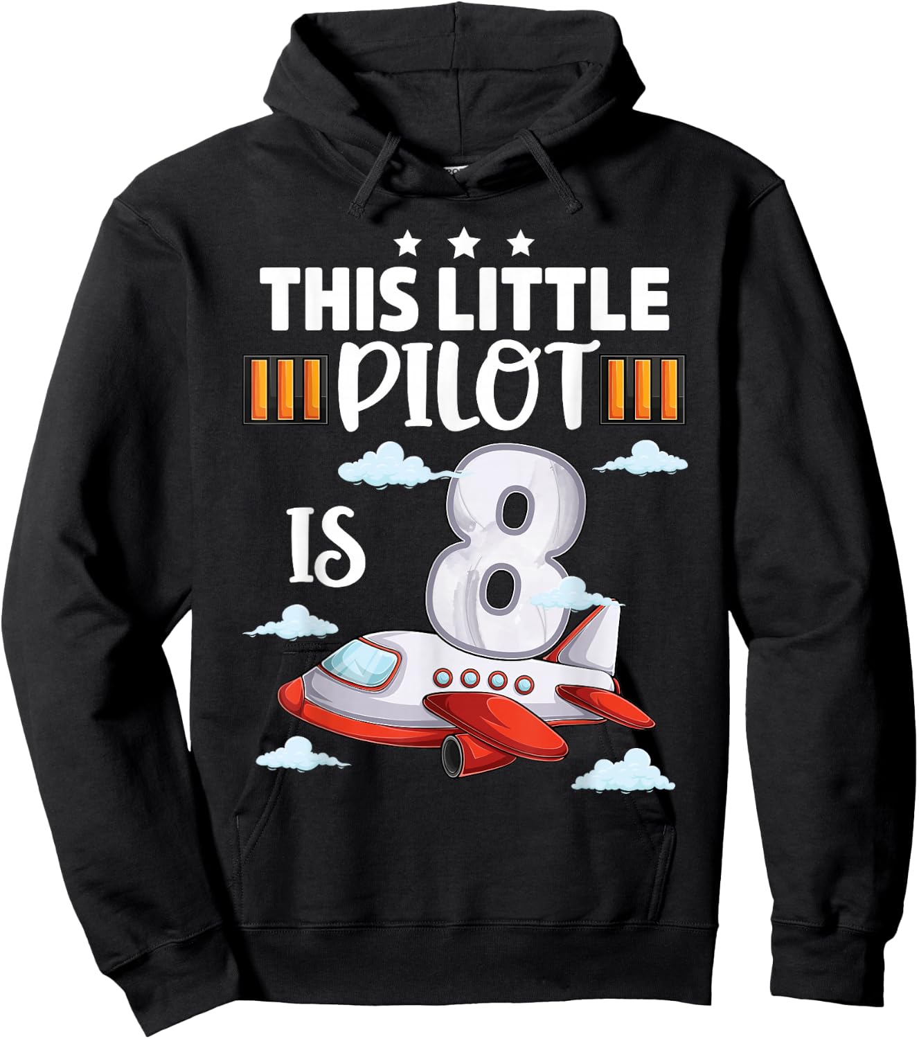 8 year old Boy Girl Airplane Pilot 8th Birthday Aircraft Hoodie - Hoodie | Black
