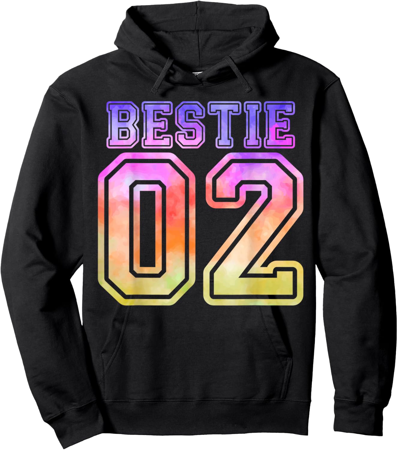 Funny BFF 02 Matching Best Friend Bestie Tie Dye Hoodie - Hoodie | Black