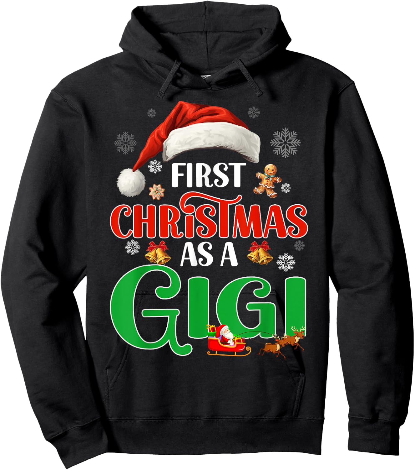 Funny Announcement First Christmas As A Gigi Matching Family Hoodie - Hoodie | Black