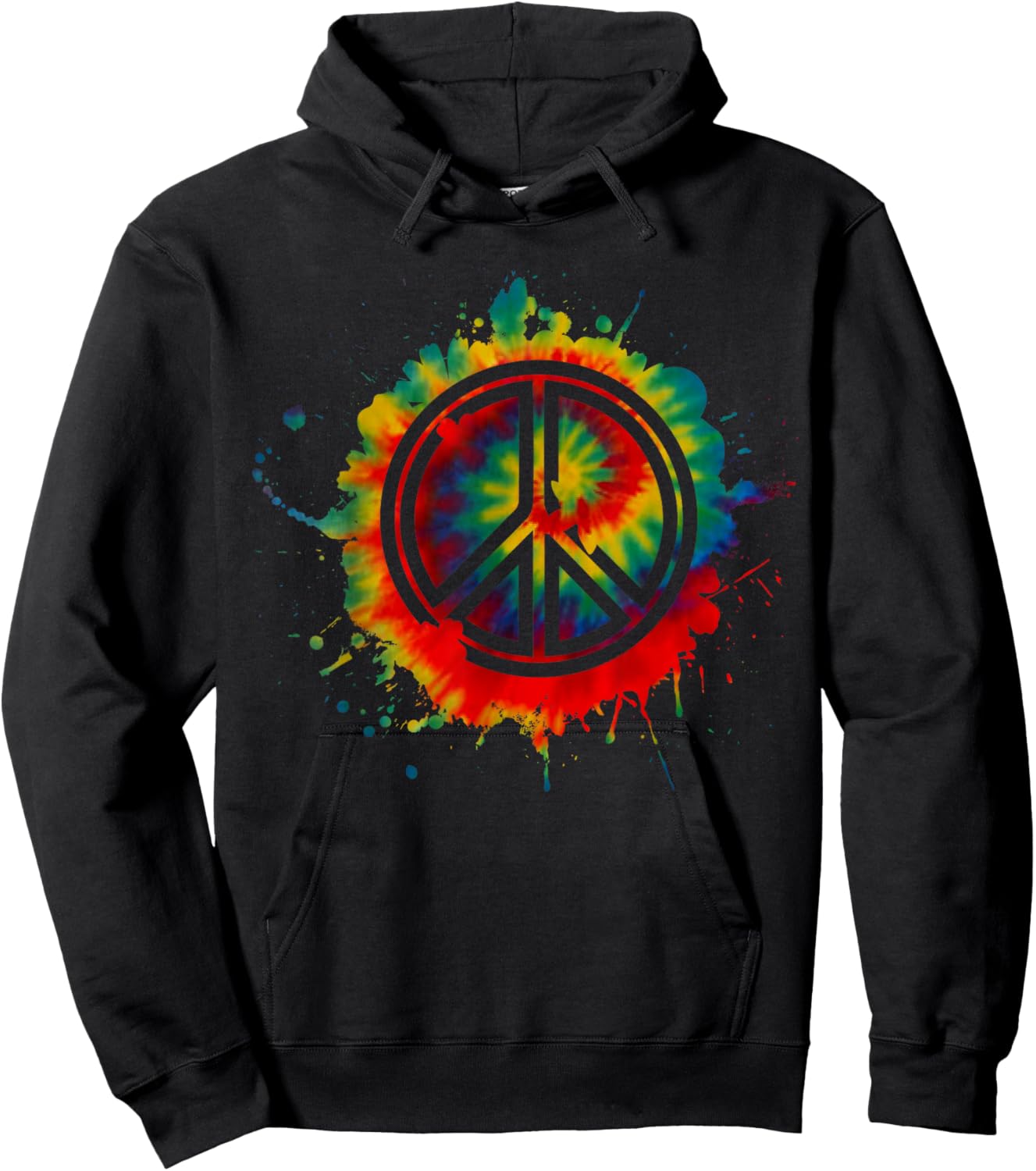 Retro Peace Love | Love 60's 70's Hippie Butterflies Hoodie - Hoodie | Black