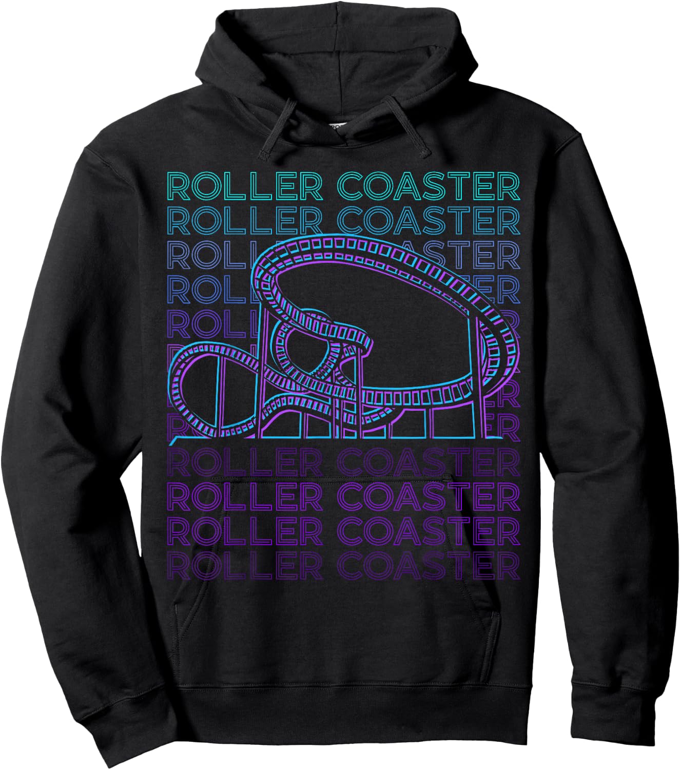 Roller Coaster Gifts Roller Coaster Retro - -Adults, Kids - Black - Small - Short Sleeve - Cotton, Polyester Hoodie - Hoodie | Black