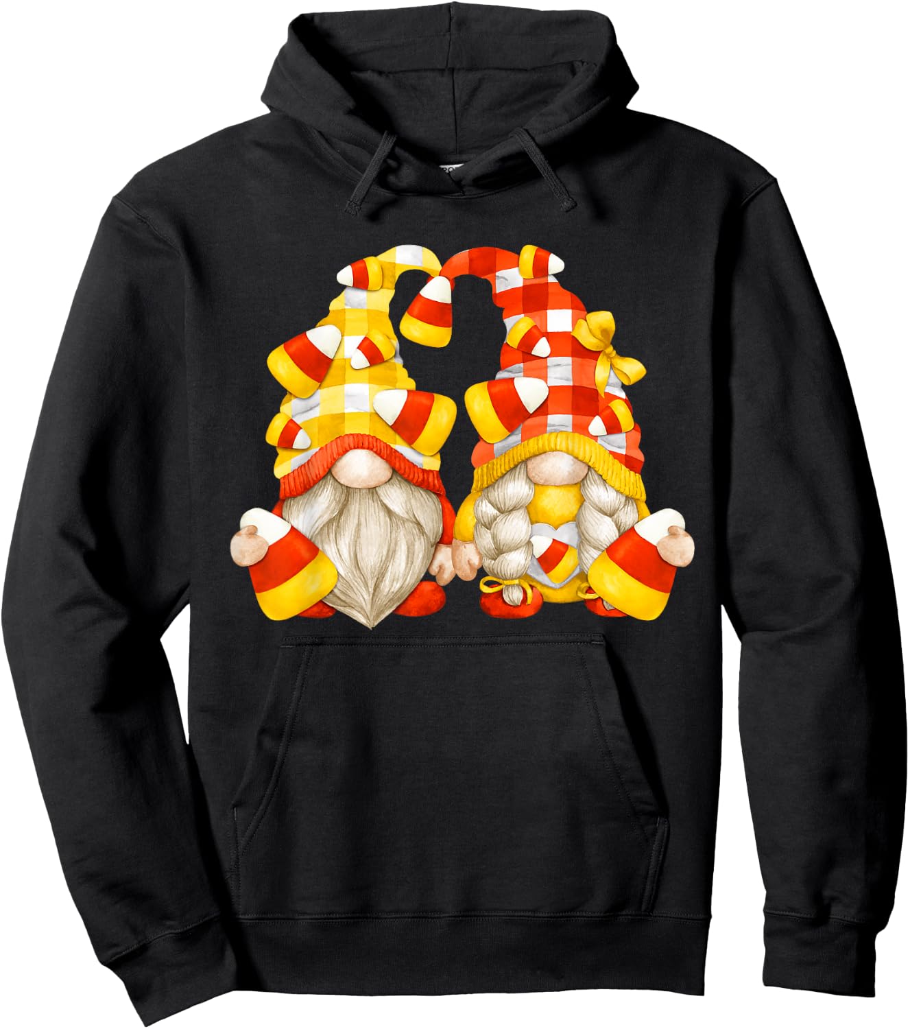 Funny Halloween Candy Corn Decor Cute Candycorn Gnomes Hoodie - Hoodie | Black